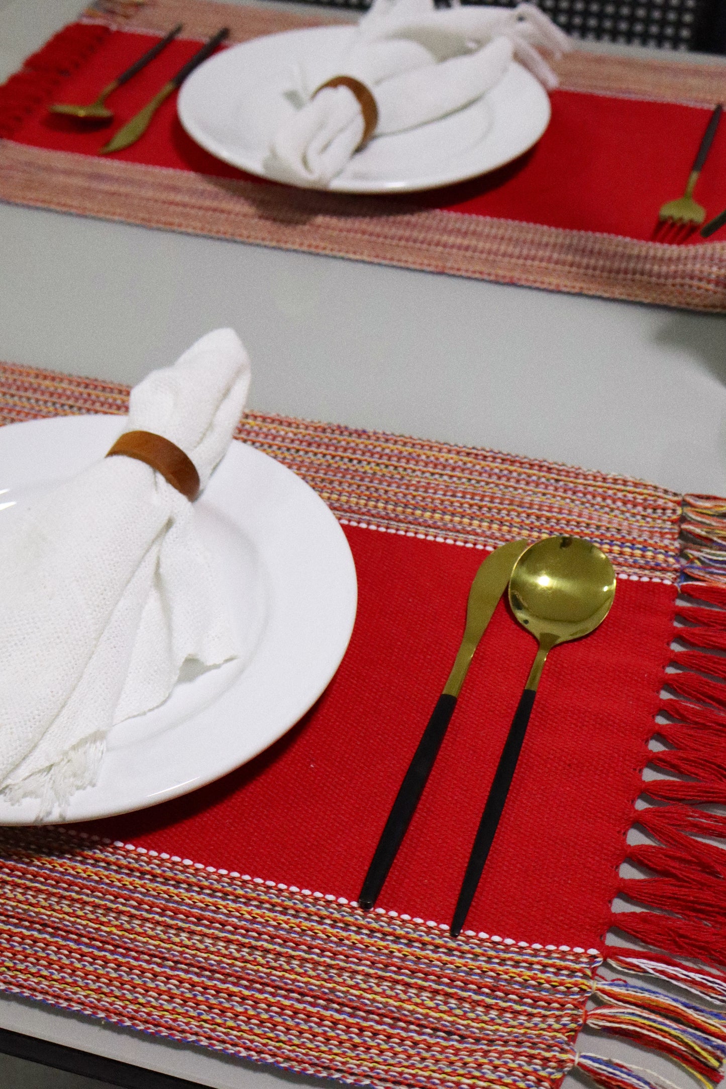 Par Jogo Americano Linha Vermelho com Listras