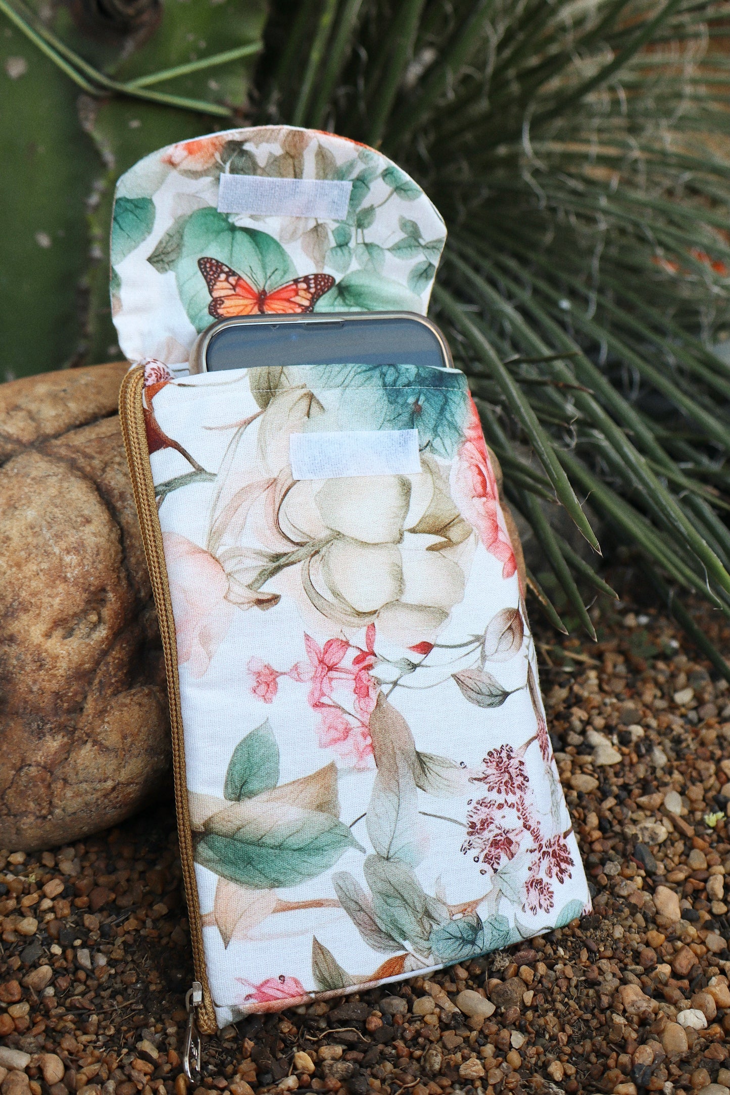 Necessaire Porta Celular Flores Neutro