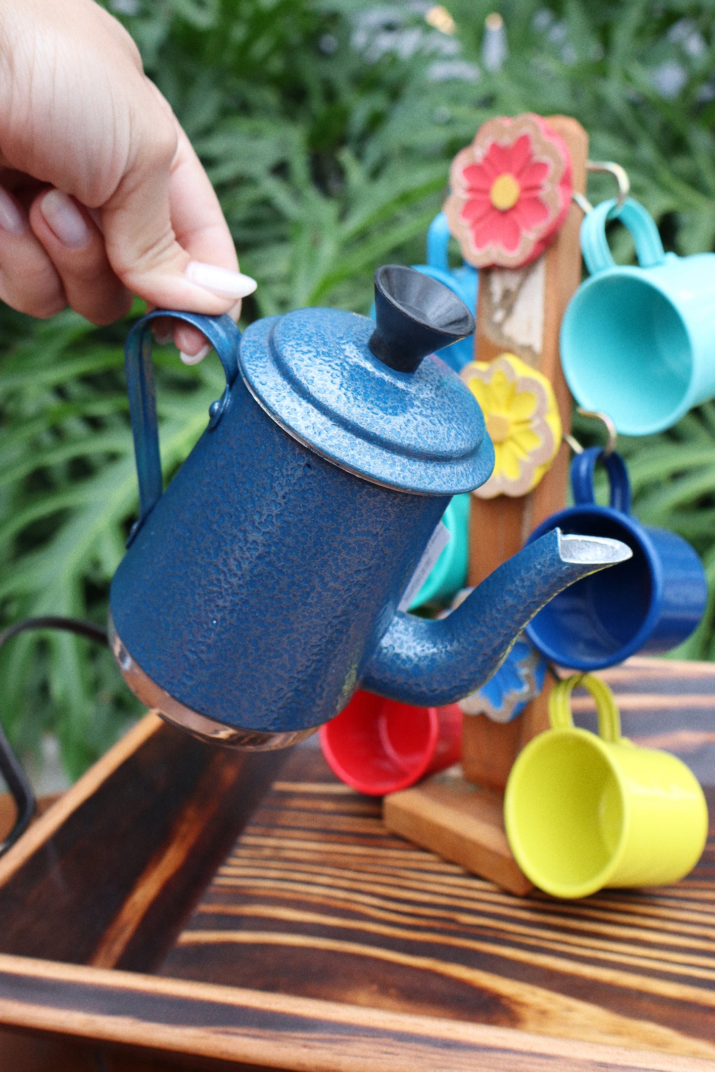 Mini Bule Craqueado Azul Escuro