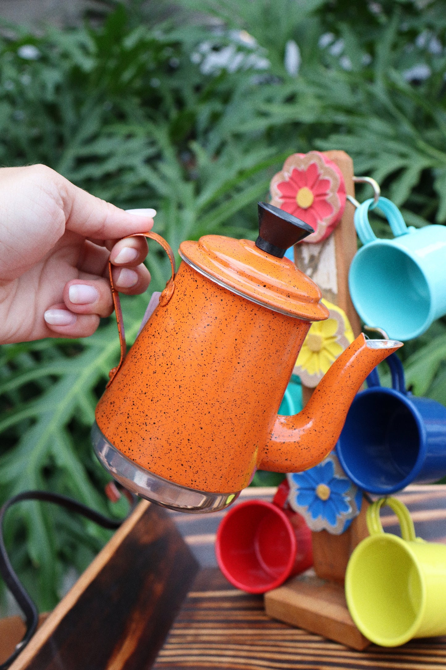 Mini Bule Craqueado Laranja