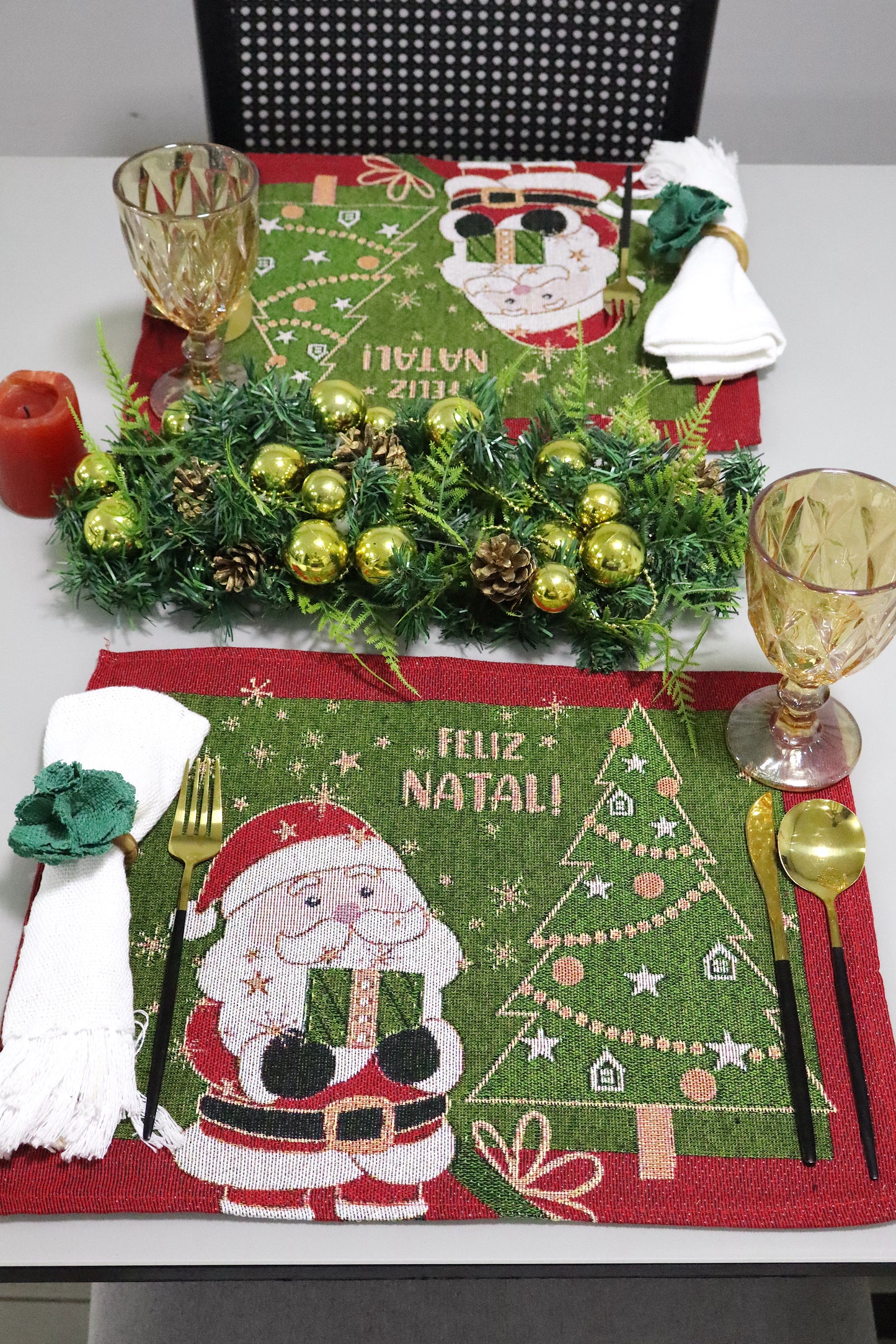 Lugar Americano Natal Linho Feliz Natal