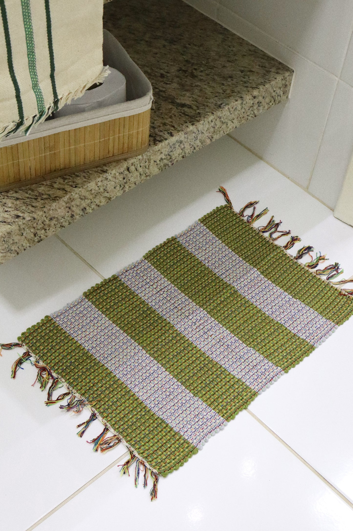 Kit 2 Peças de Lavabo Comum Listrado Verde