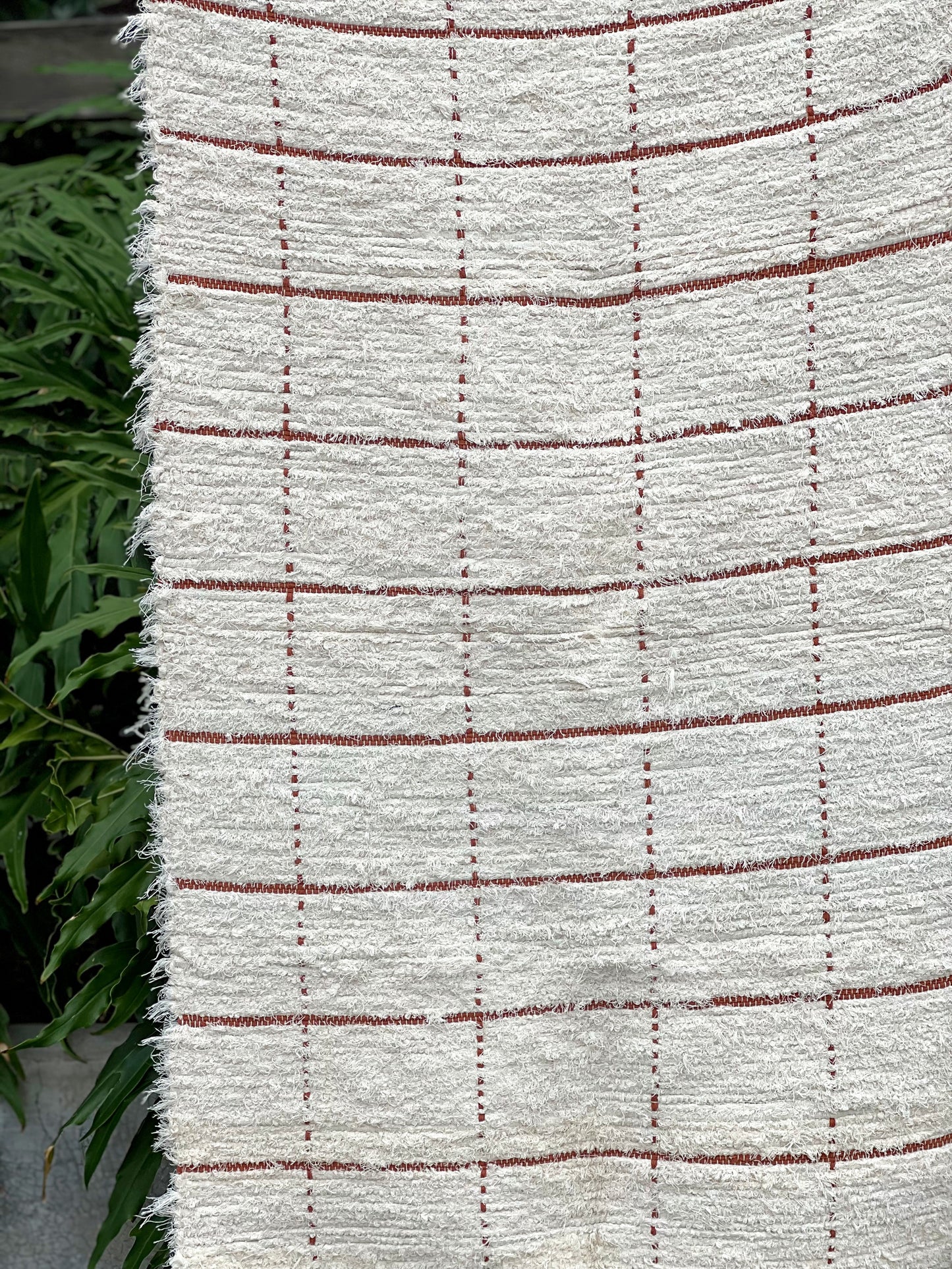 Tapete Médio Algodão Felpudo Grid Terracota 0,80x1,50m