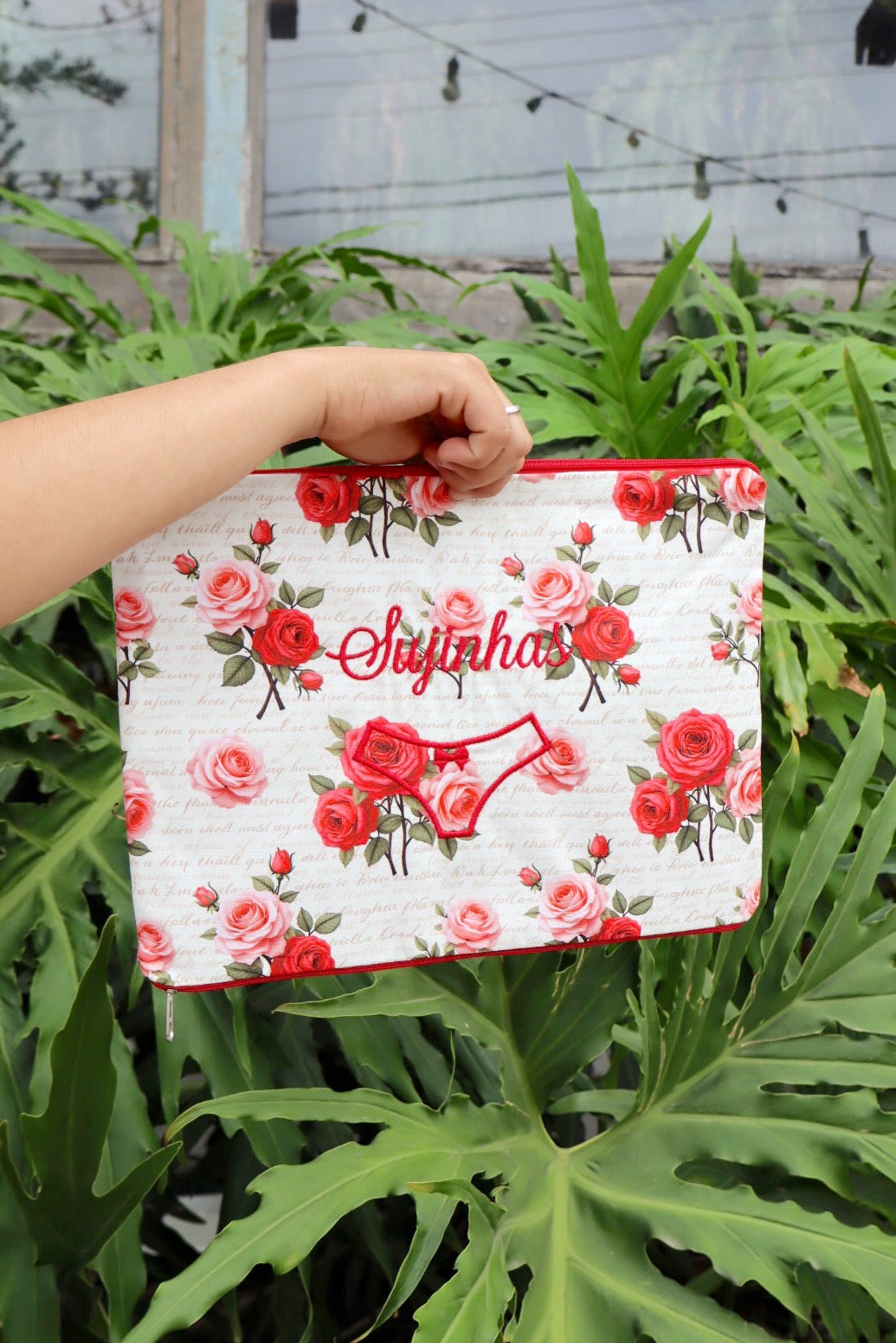 Necessaire Porta Calcinha Limpinha Sujinha G Rosas