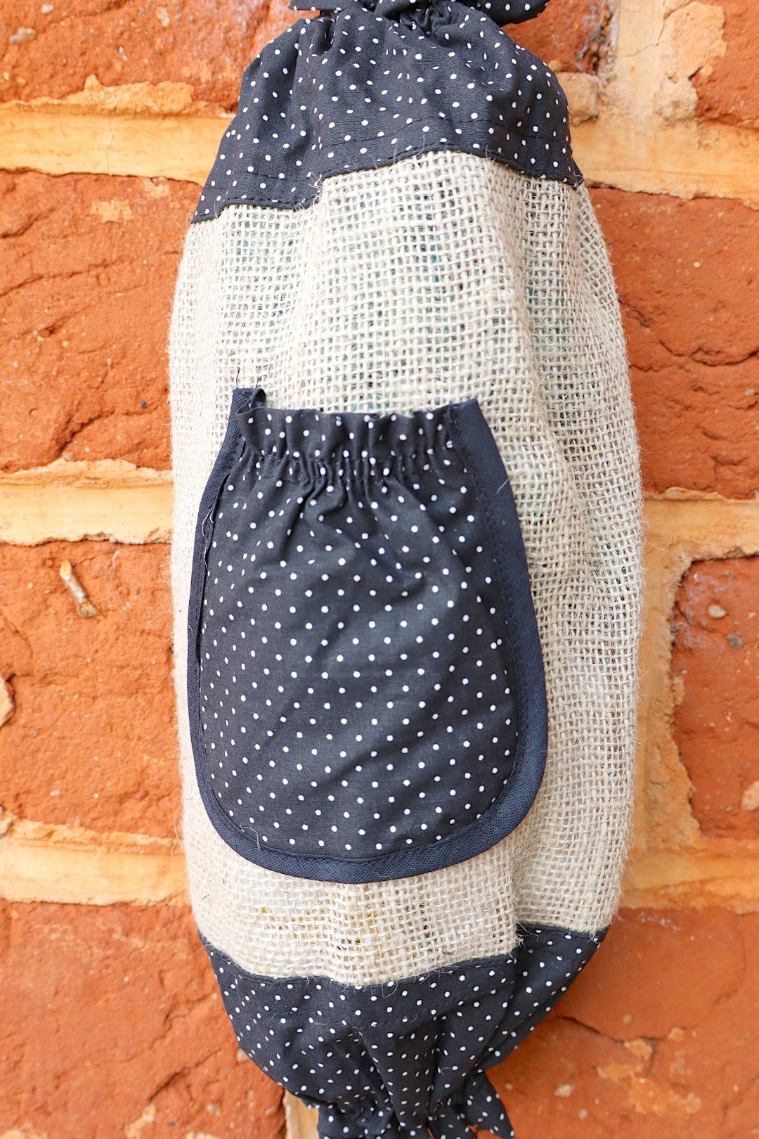 Puxa Saco Bolso Juta com Tricoline Preto