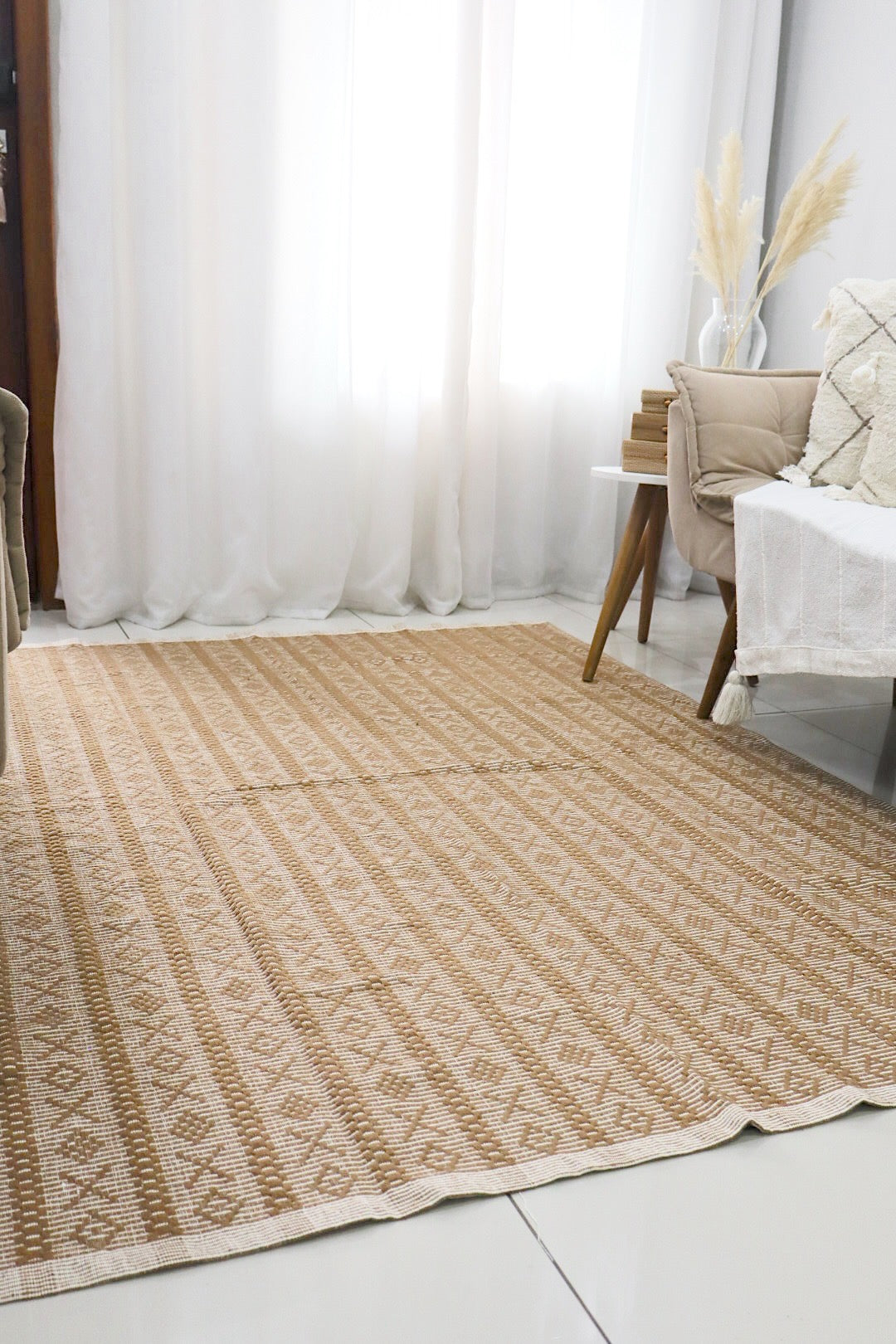 Tapete Itatiaia Listrado Algodão Caramelo 1,50x2,00m