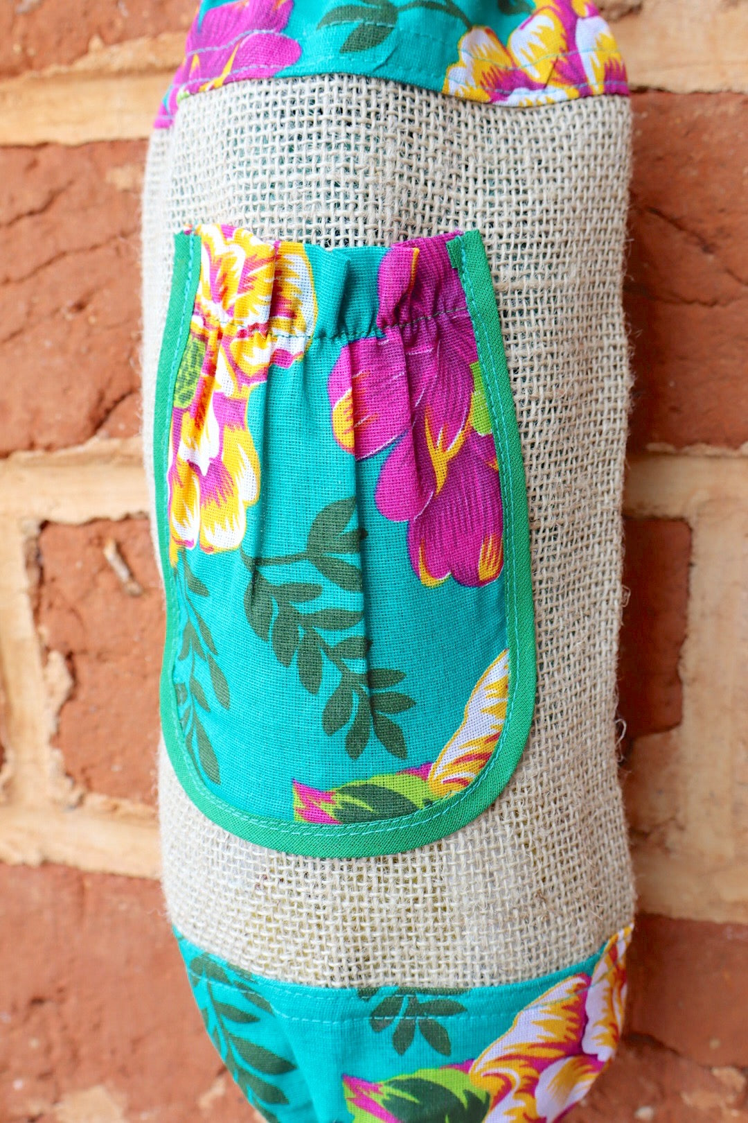 Puxa Saco Bolso Juta com Chita Tifanny