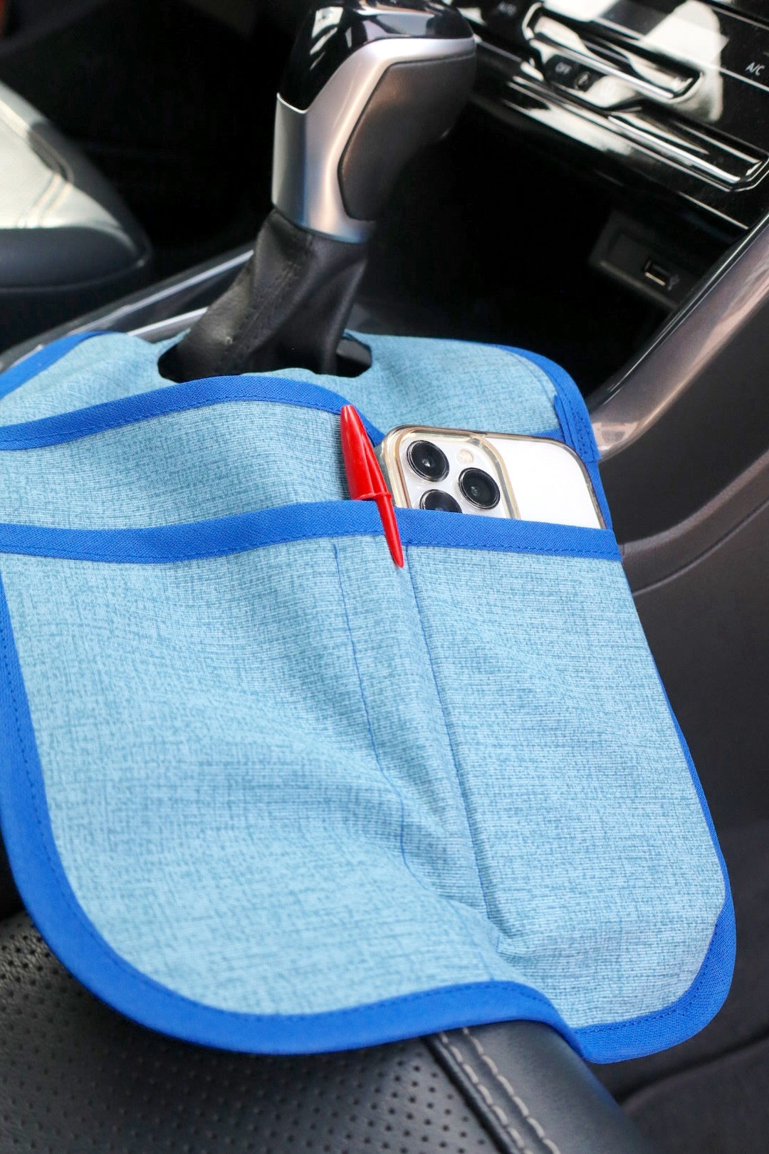 Lixeira para Carro de Tecido com Bolsos Mesclado Azul