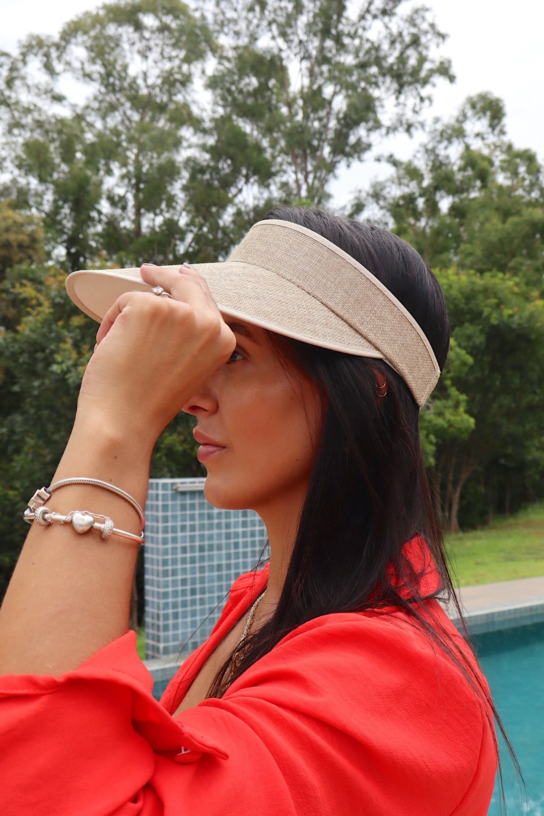 Viseira Arco Grande Palha Praia Piscina