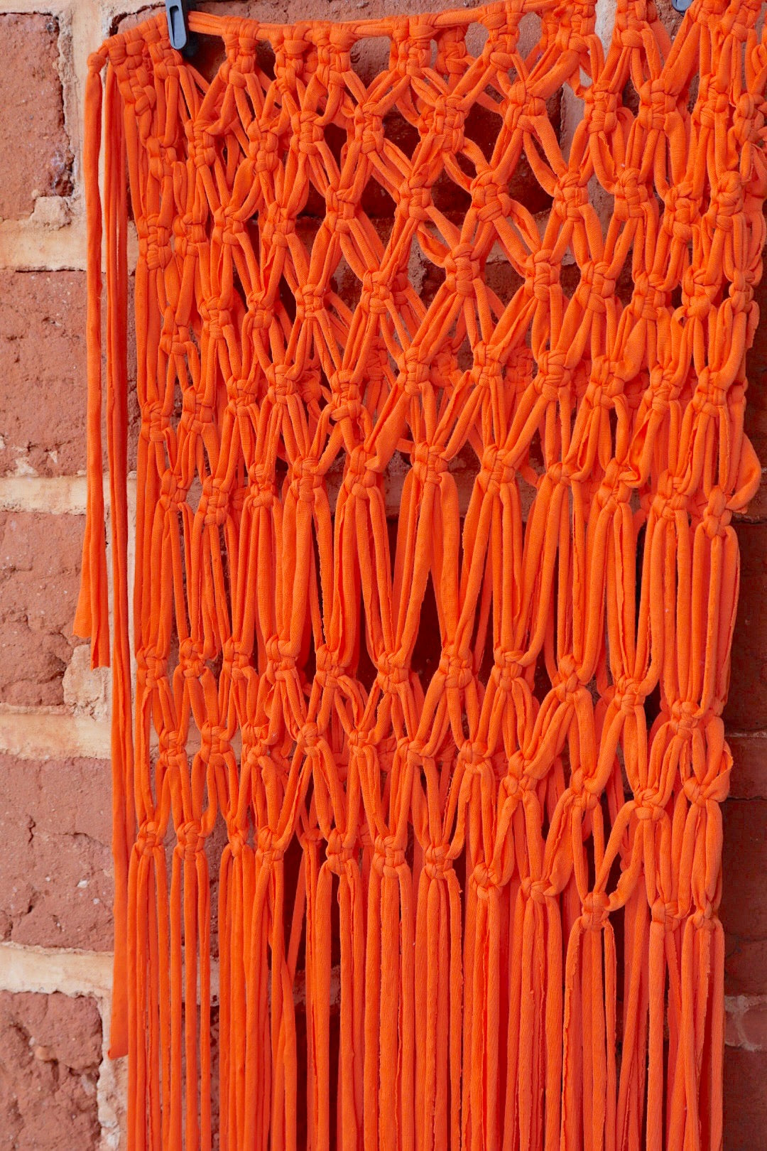 Saída de Praia Crochê Macramê Luxo Longa em Malha Laranja