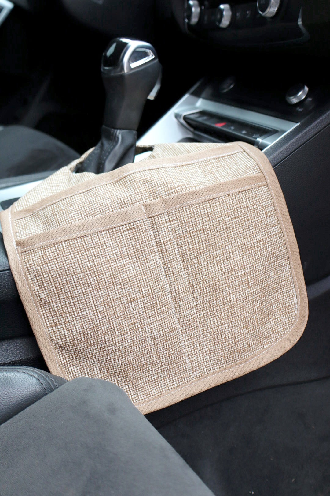 Lixeira para Carro de Tecido com Bolsos Mesclado Bege