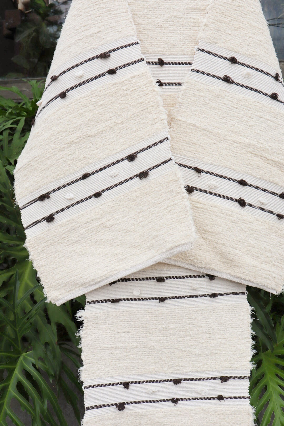 Jogo de Passadeira Felpudo Algodão Puxadinho Listra Preto