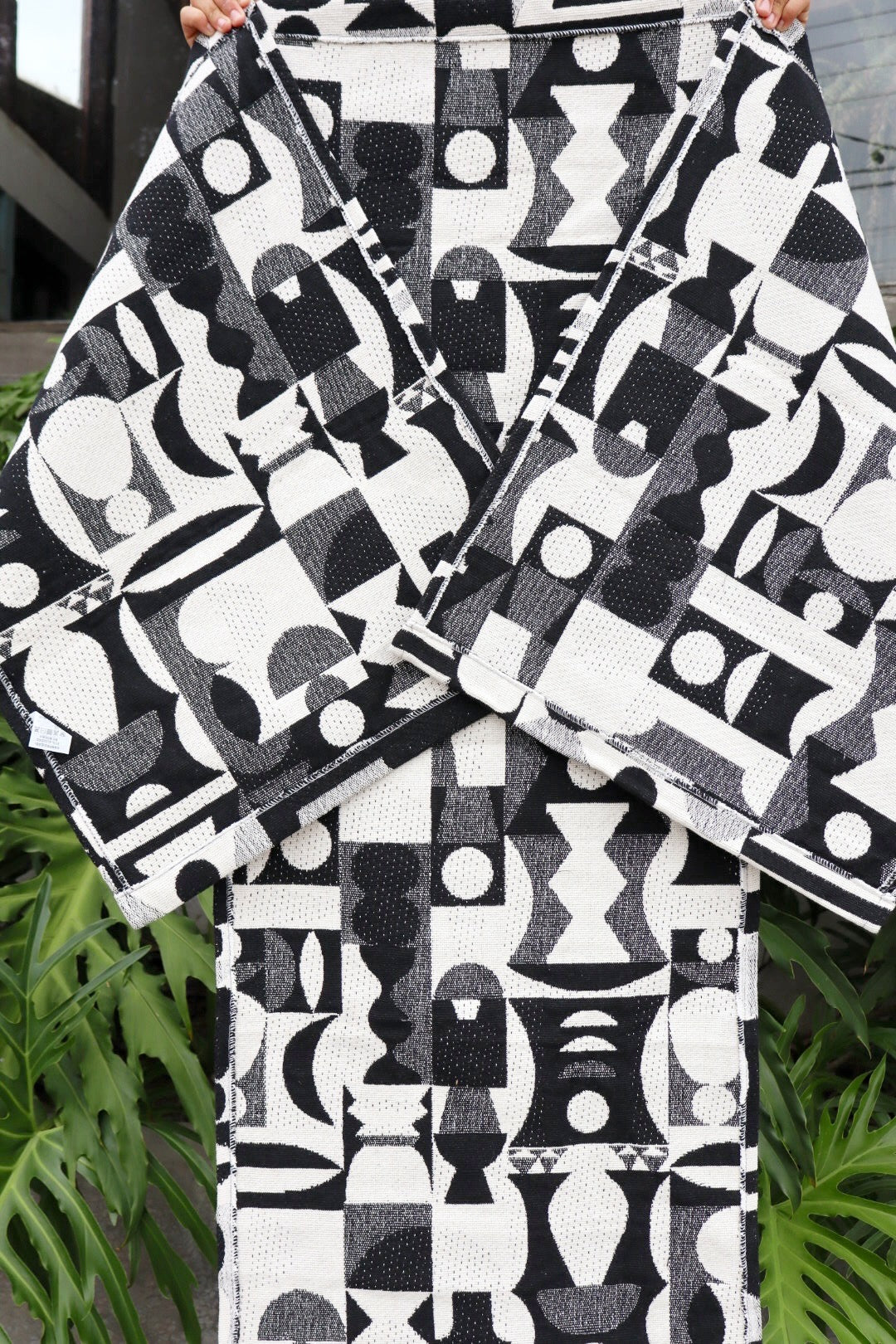 Jogo de Passadeira Algodão Geométrico Preto