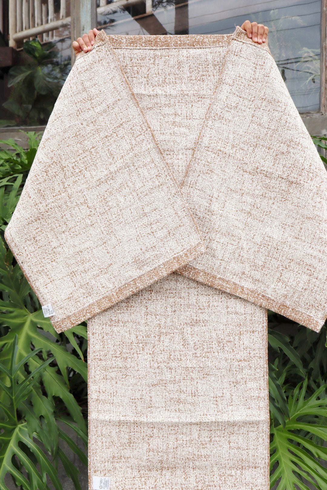 Jogo de Passadeira Algodão Mesclado Bege