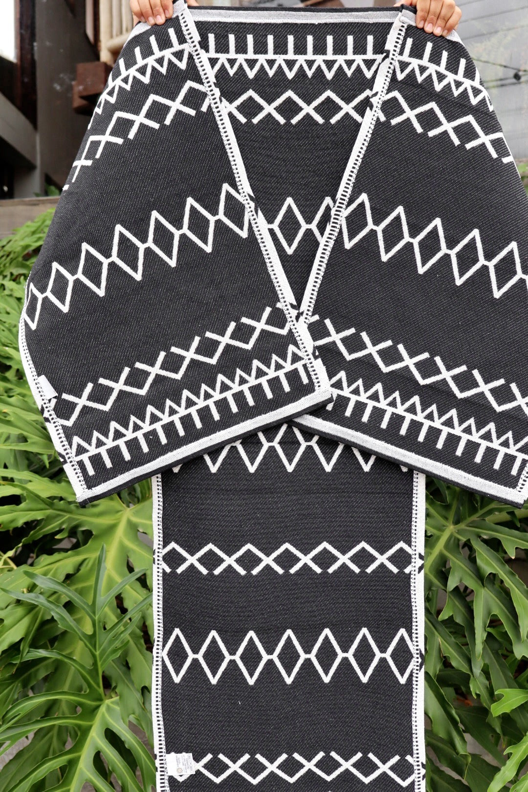 Jogo de Passadeira Algodão Indiano Dupla Face Canvas Preto e Cru