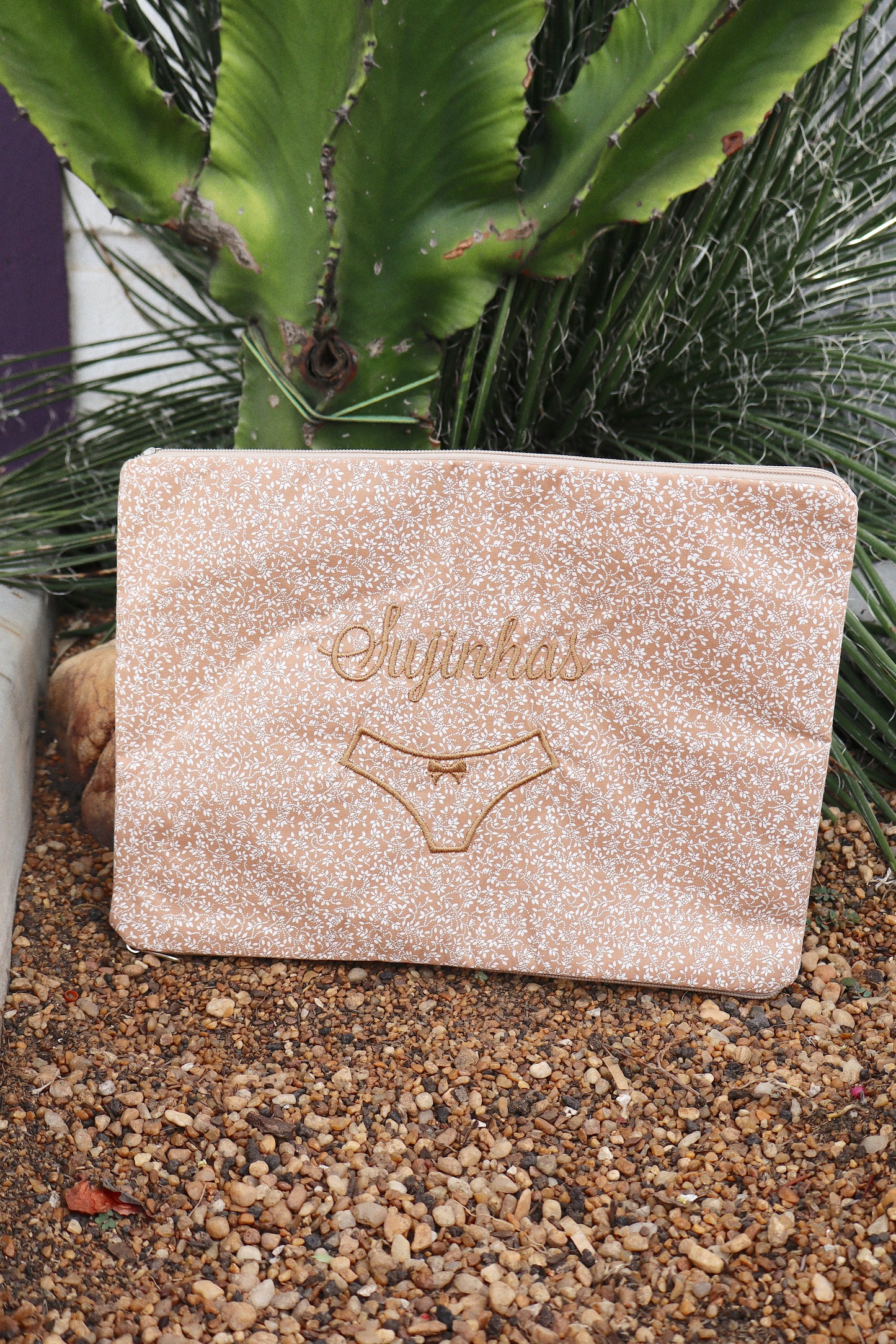 Necessaire Porta Calcinha Limpinha Sujinha G Bege