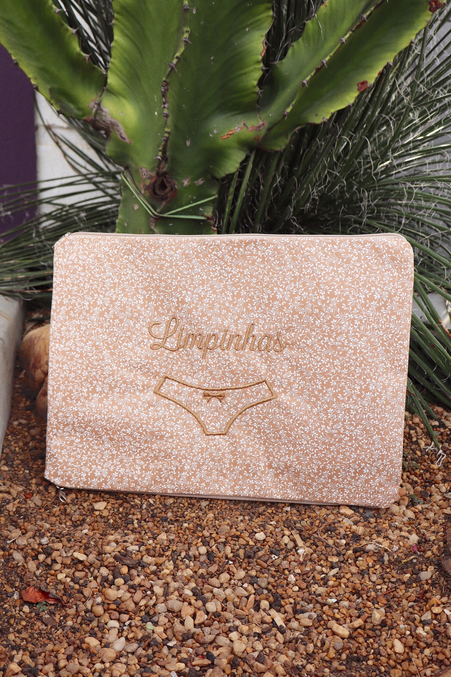 Necessaire Porta Calcinha Limpinha Sujinha G Bege