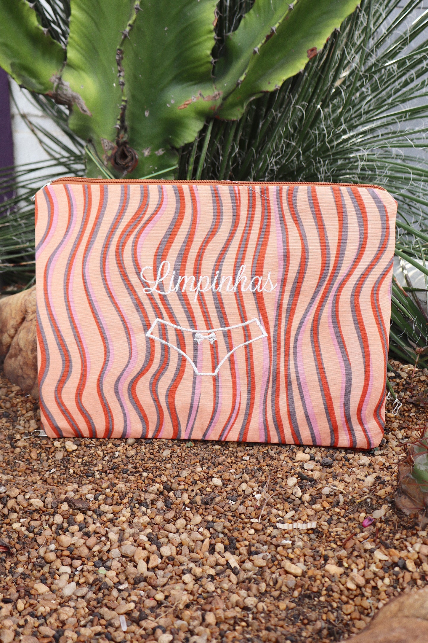 Necessaire Porta Calcinha Limpinha Sujinha G Ondas Laranja