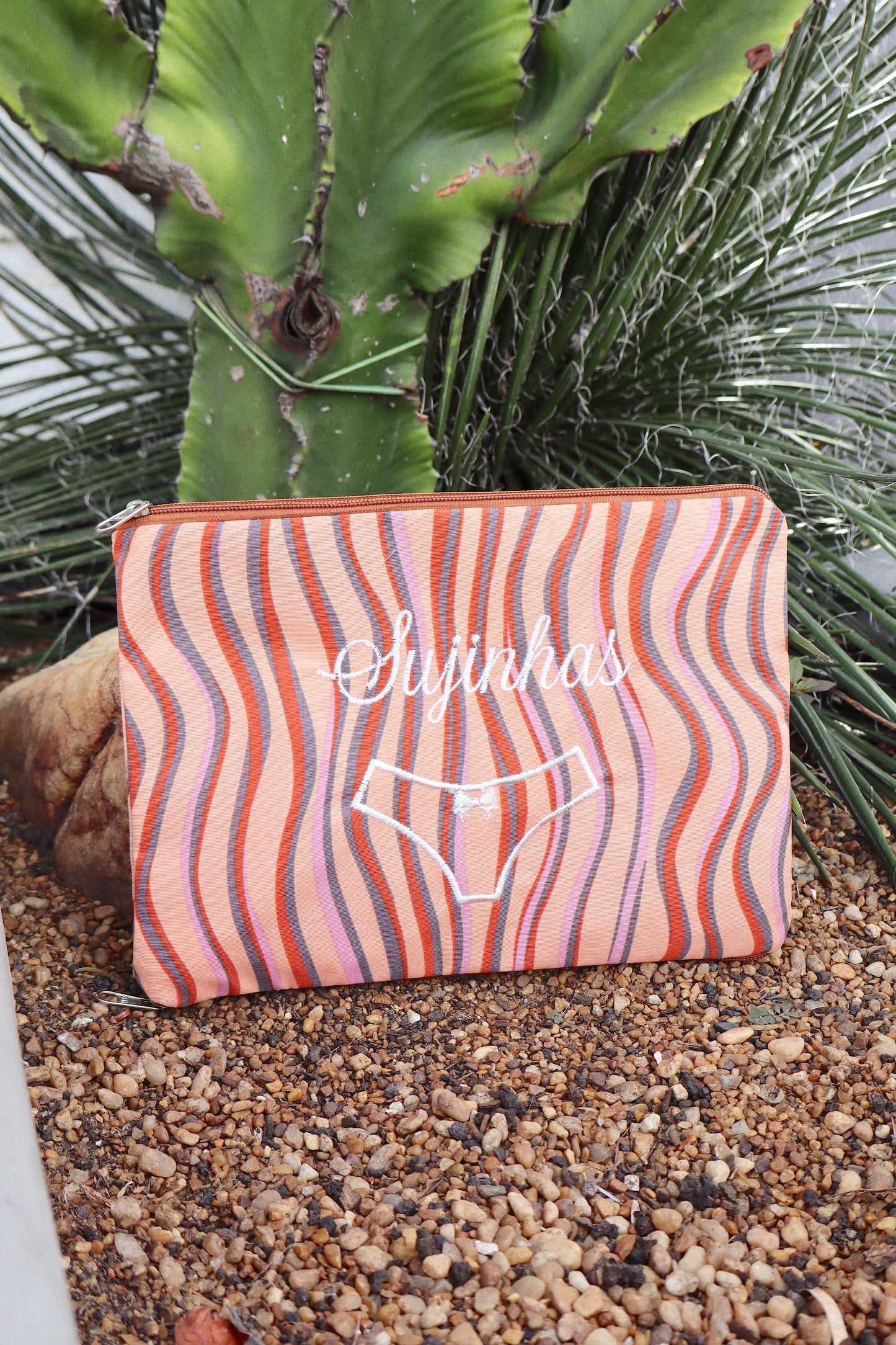Necessaire Porta Calcinha Limpinha Sujinha P Ondas Laranja