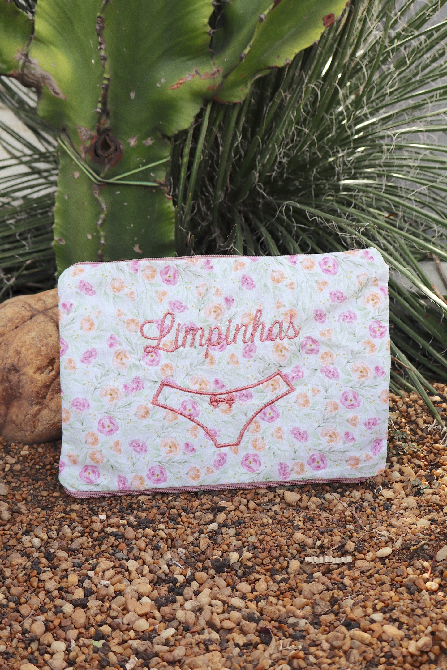 Necessaire Porta Calcinha Limpinha Sujinha P Flores Claro