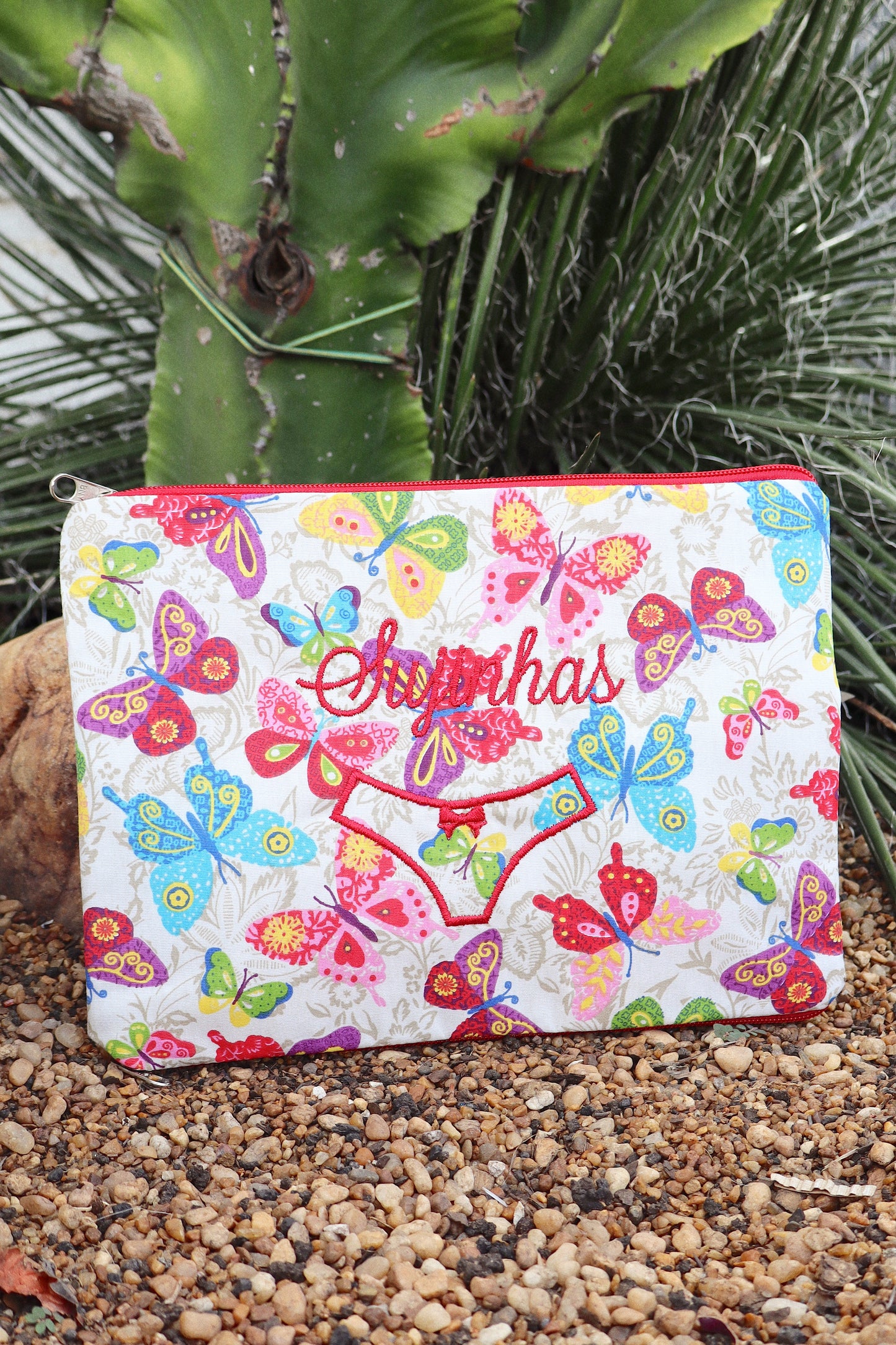 Necessaire Porta Calcinha Limpinha Sujinha P Borboletas