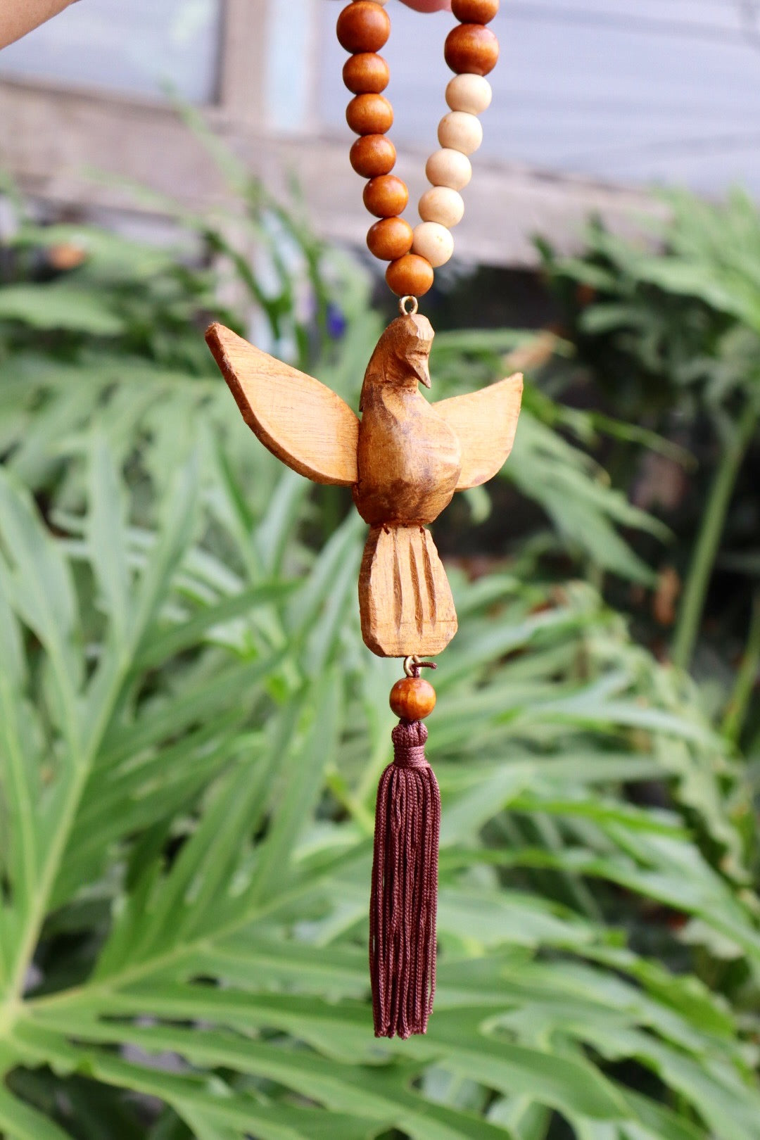 Enfeite de Porta / Divino Retrovisor Decorativo com Argola Divino Marrom Claro