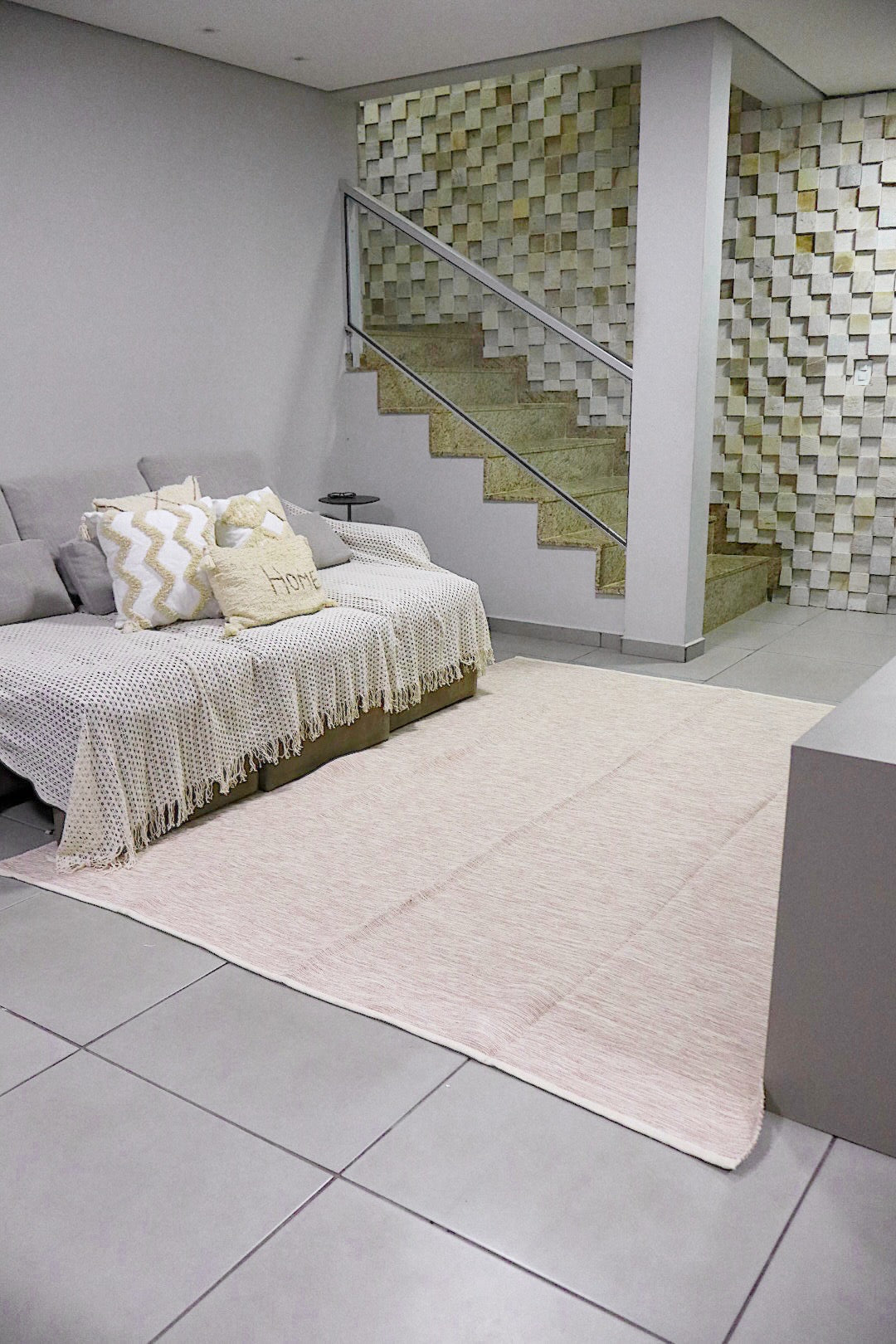 Tapete em Linha Mesclado Rosê e Cru 2,00x2,50m