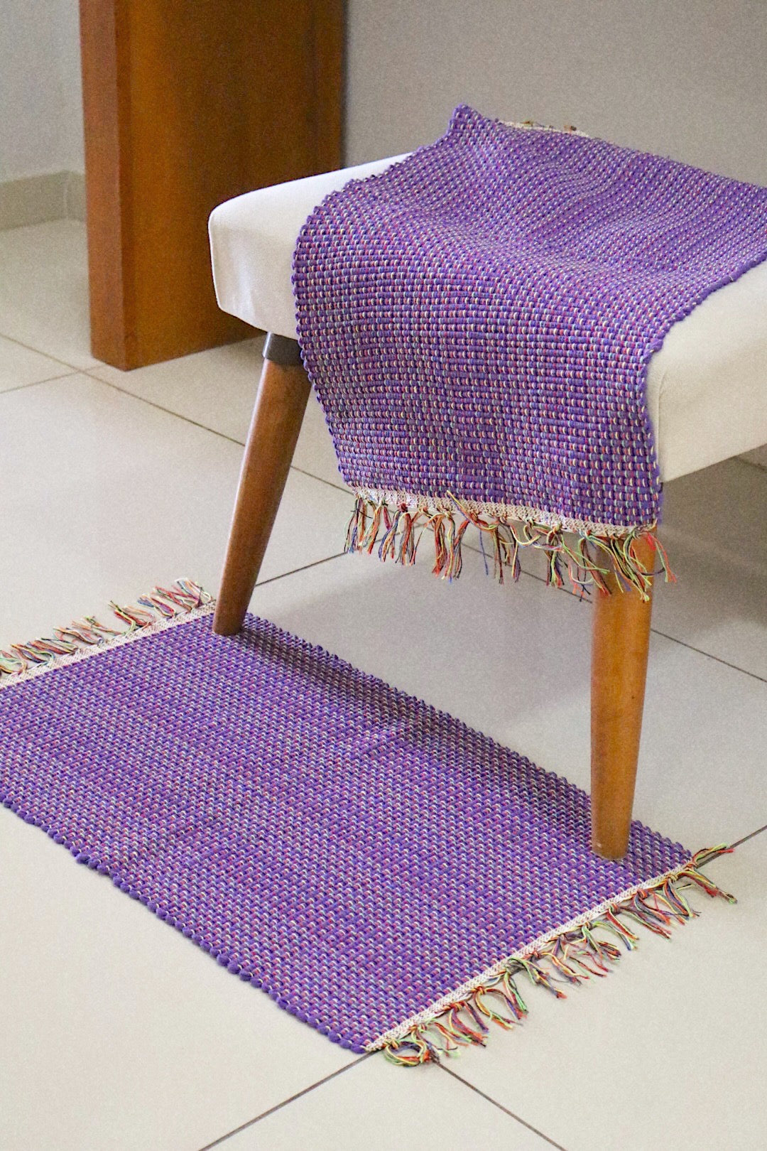 Par Tapete Malha Algodão Mini Liso Roxo
