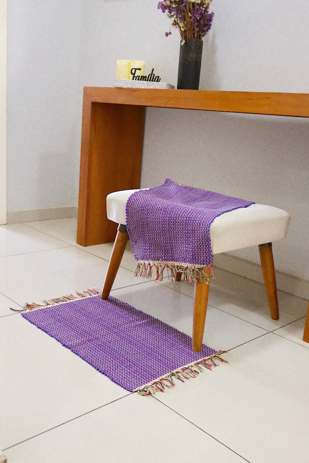 Par Tapete Malha Algodão Mini Liso Roxo
