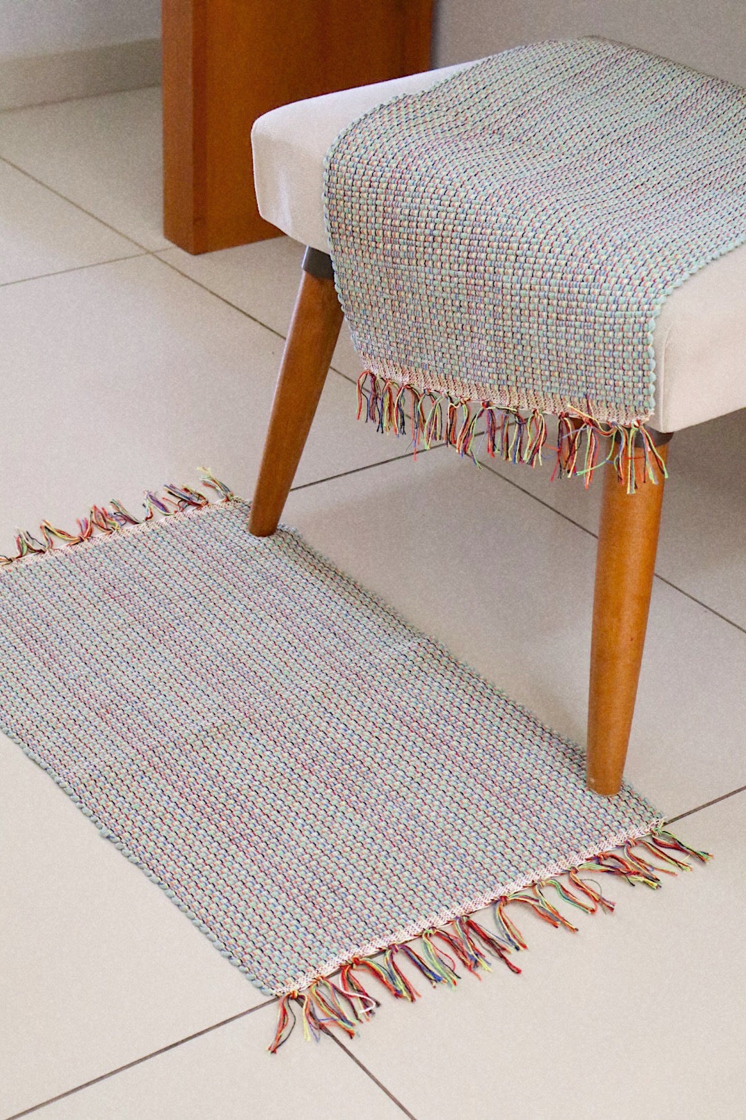 Par Tapete Malha Algodão Mini Liso Verde Claro