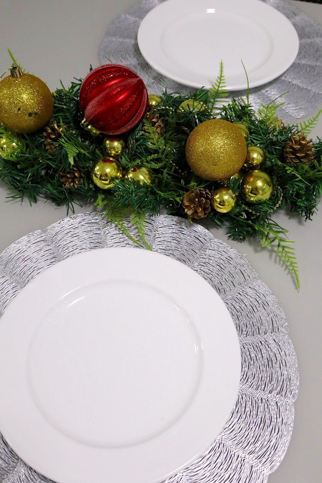 Sousplat / Lugar Americano Redondo Prata Natal