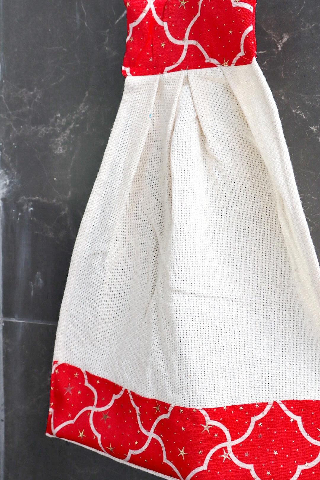 Bate Mão Algodão Natal Cru com Vermelho