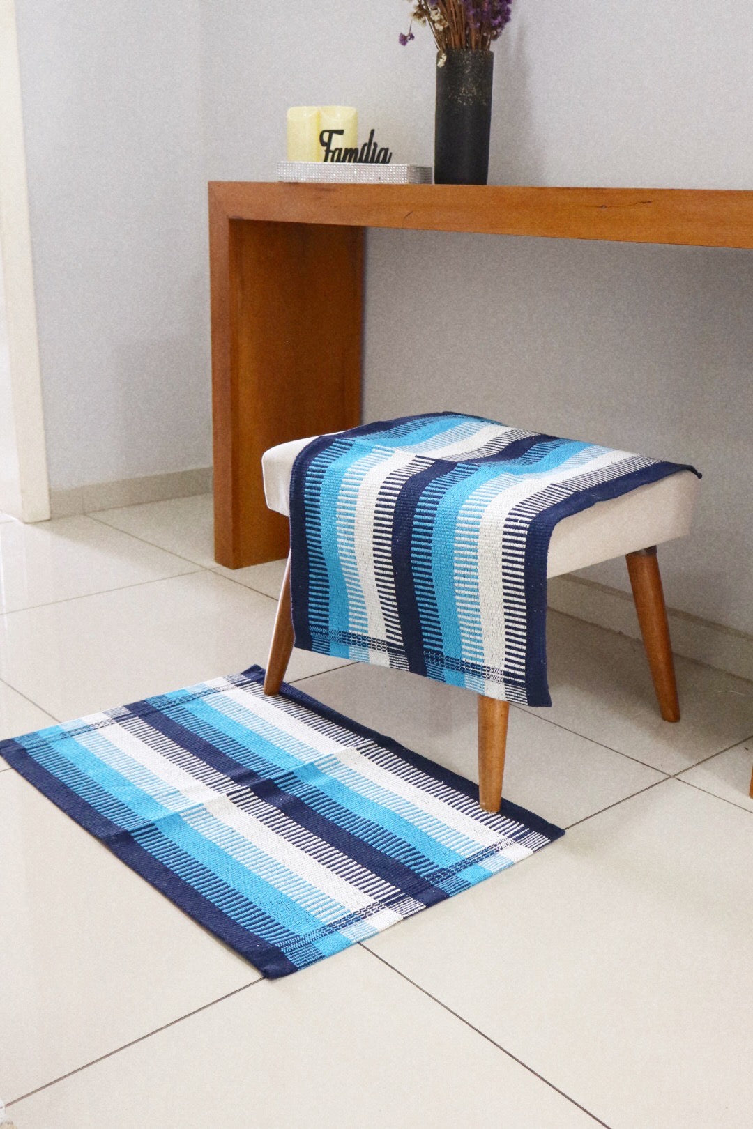 Tapete 46X67cm Listrado Degradê Azul
