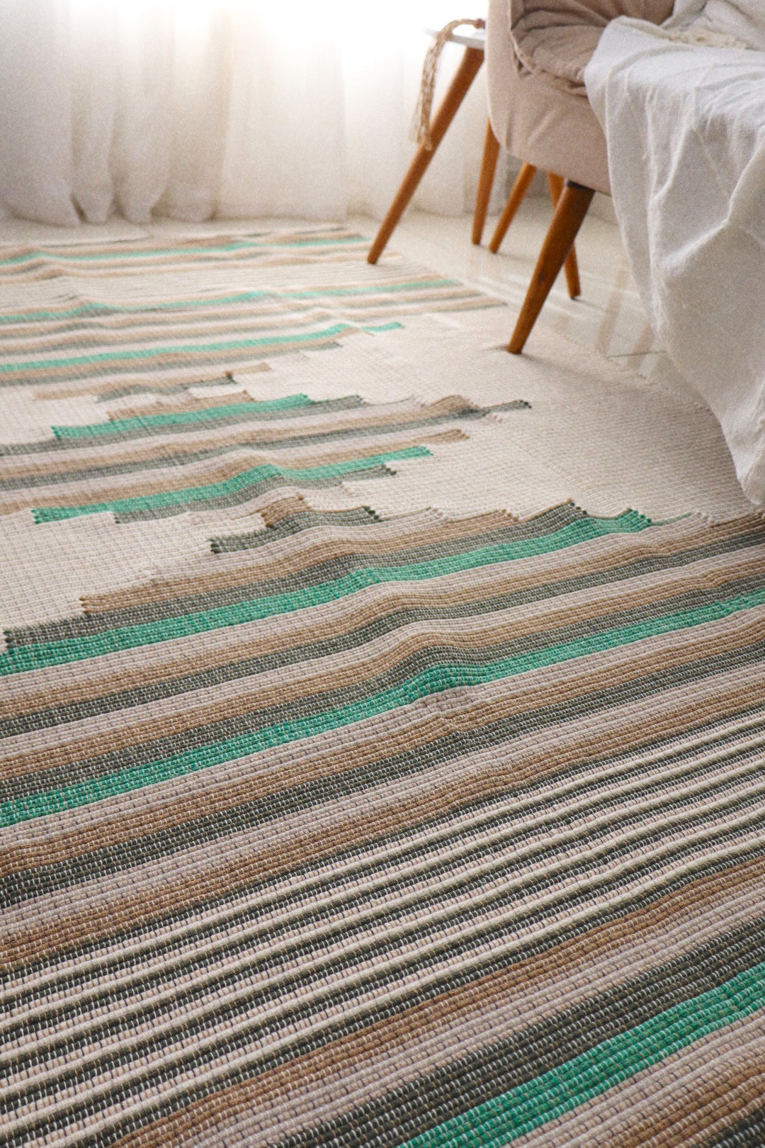 Tapete de Bico Linha Trabalhado Colorido Verde 1,50x2,00m