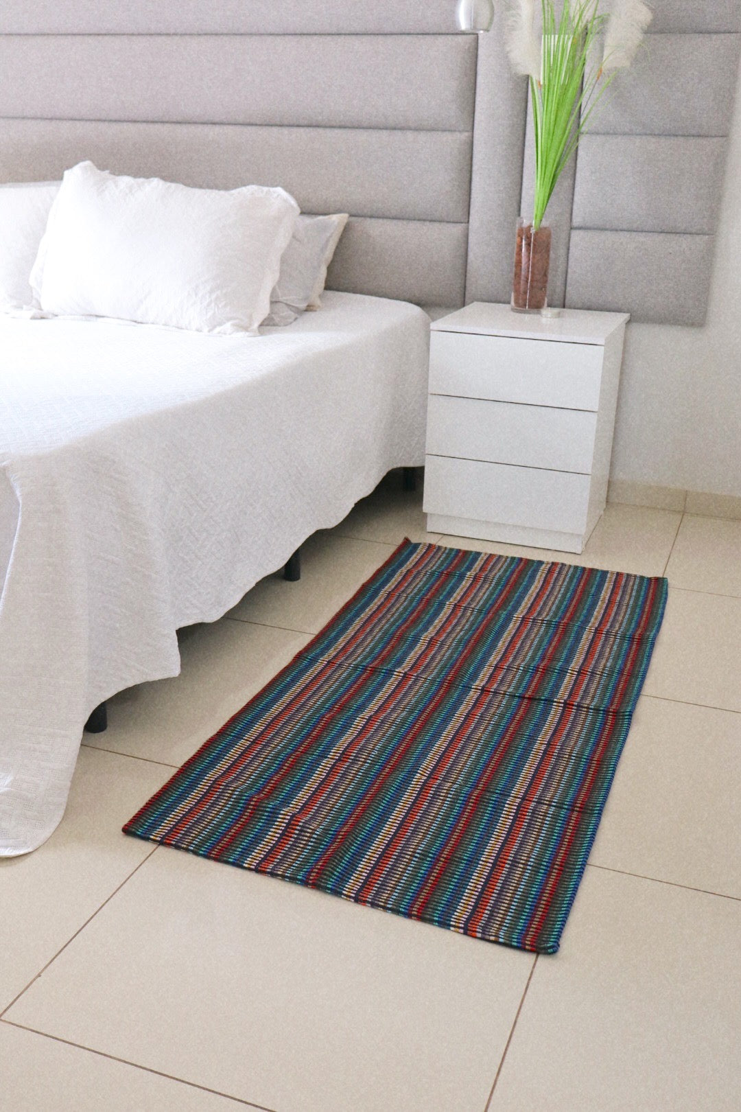 Tapete Médio Algodão Multicores Mesclado Escuro