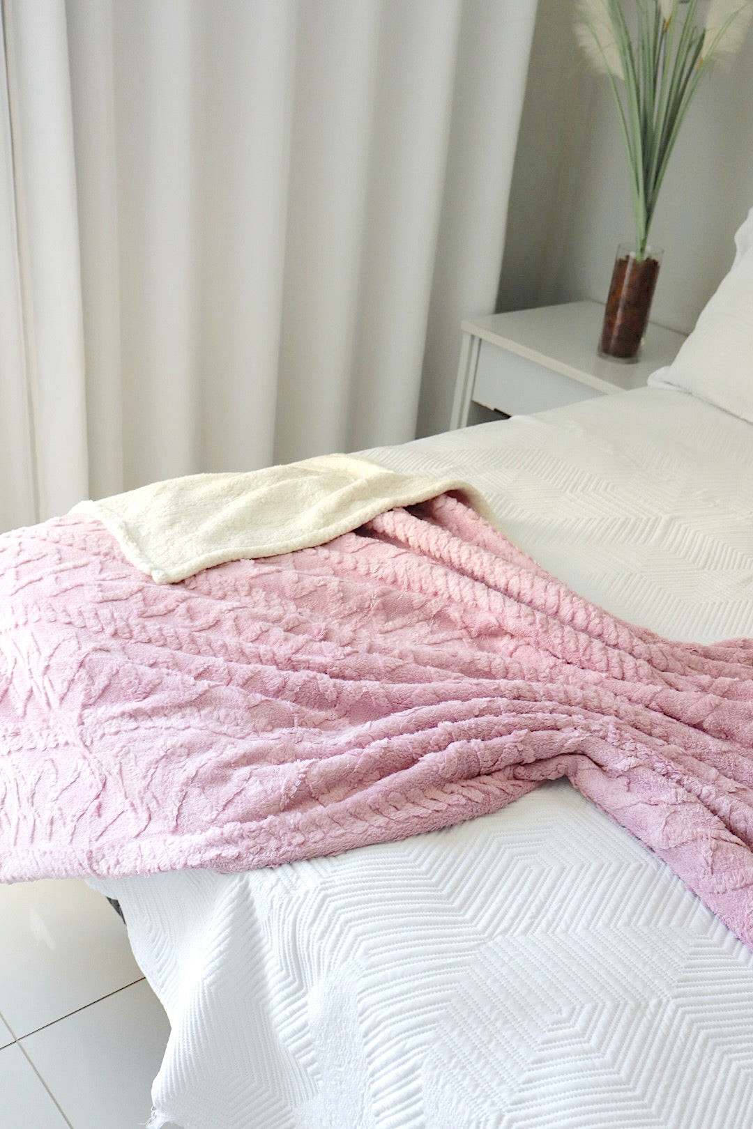 Manta Com Sherpa Glamour Casal Rosa Seco 1,90x2,10m