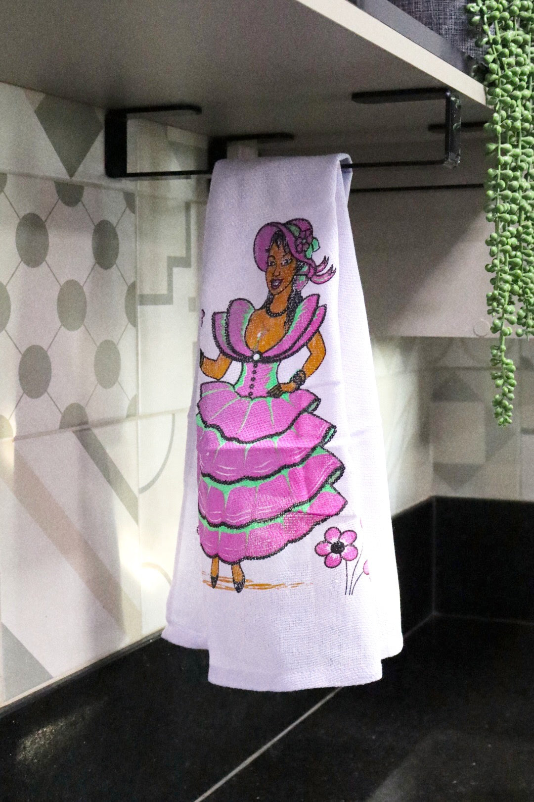 Pano de Prato Simples Mulher Rosa