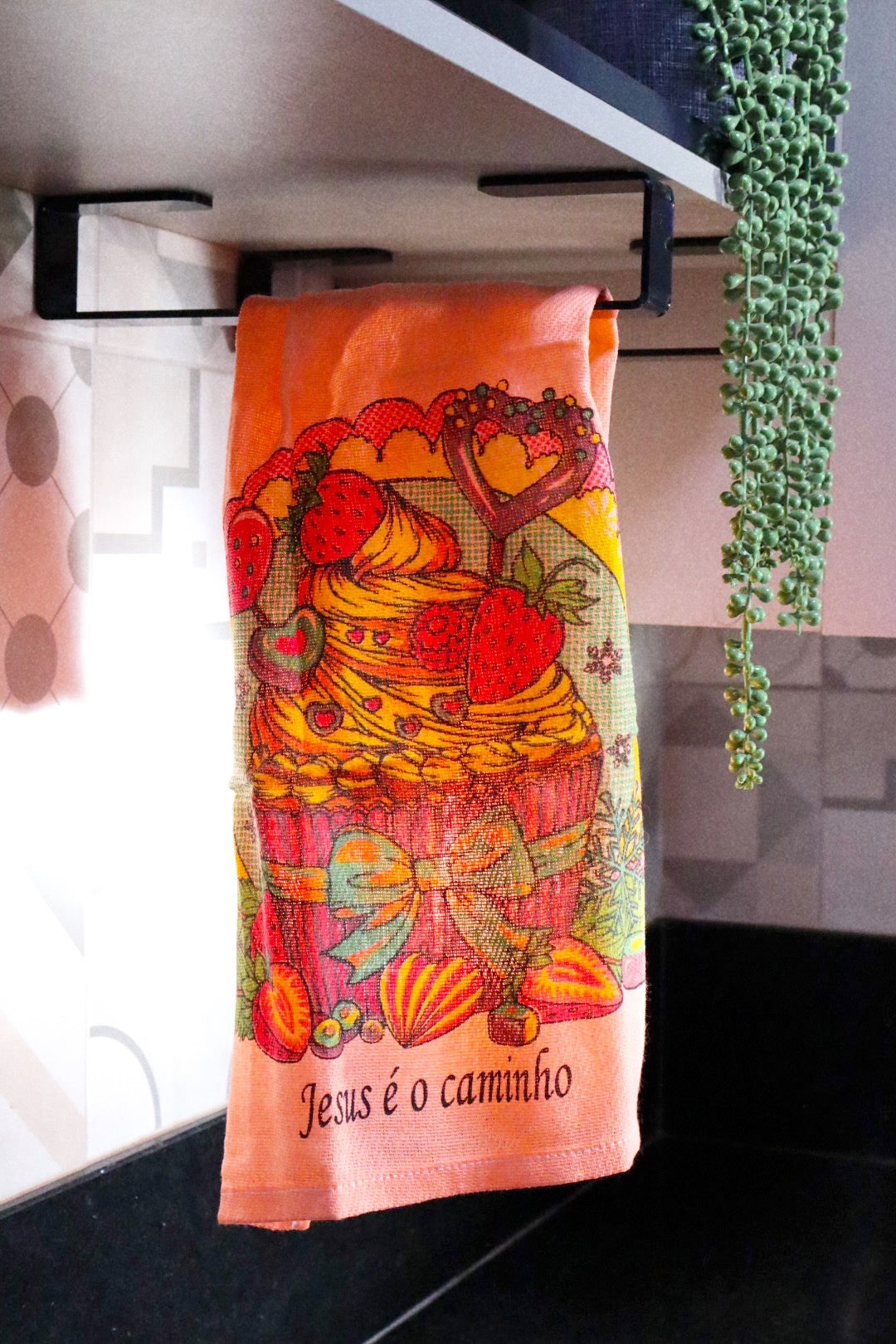 Pano de Prato Simples Laranja Frutas