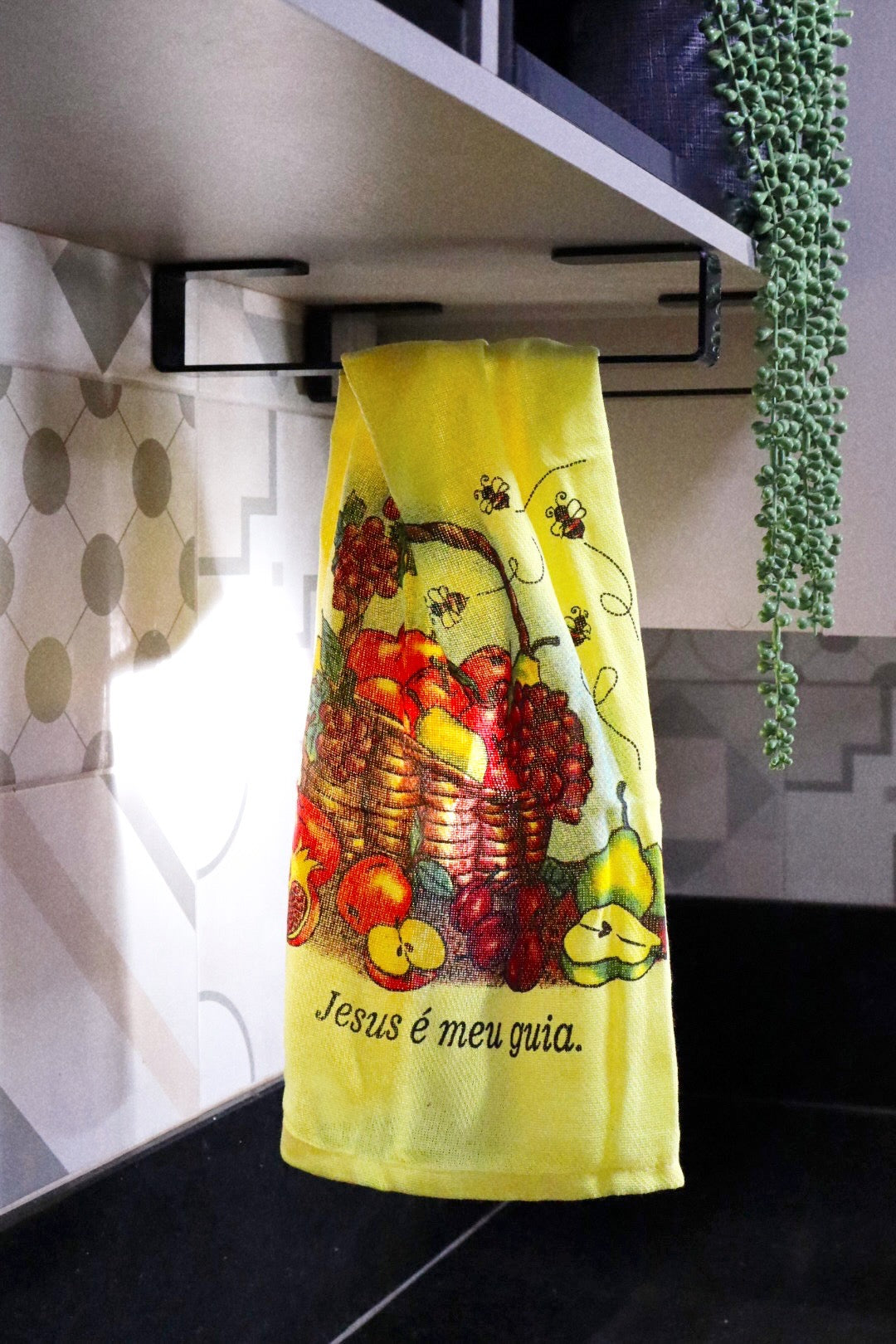 Pano de Prato Simples Amarelo Frutas