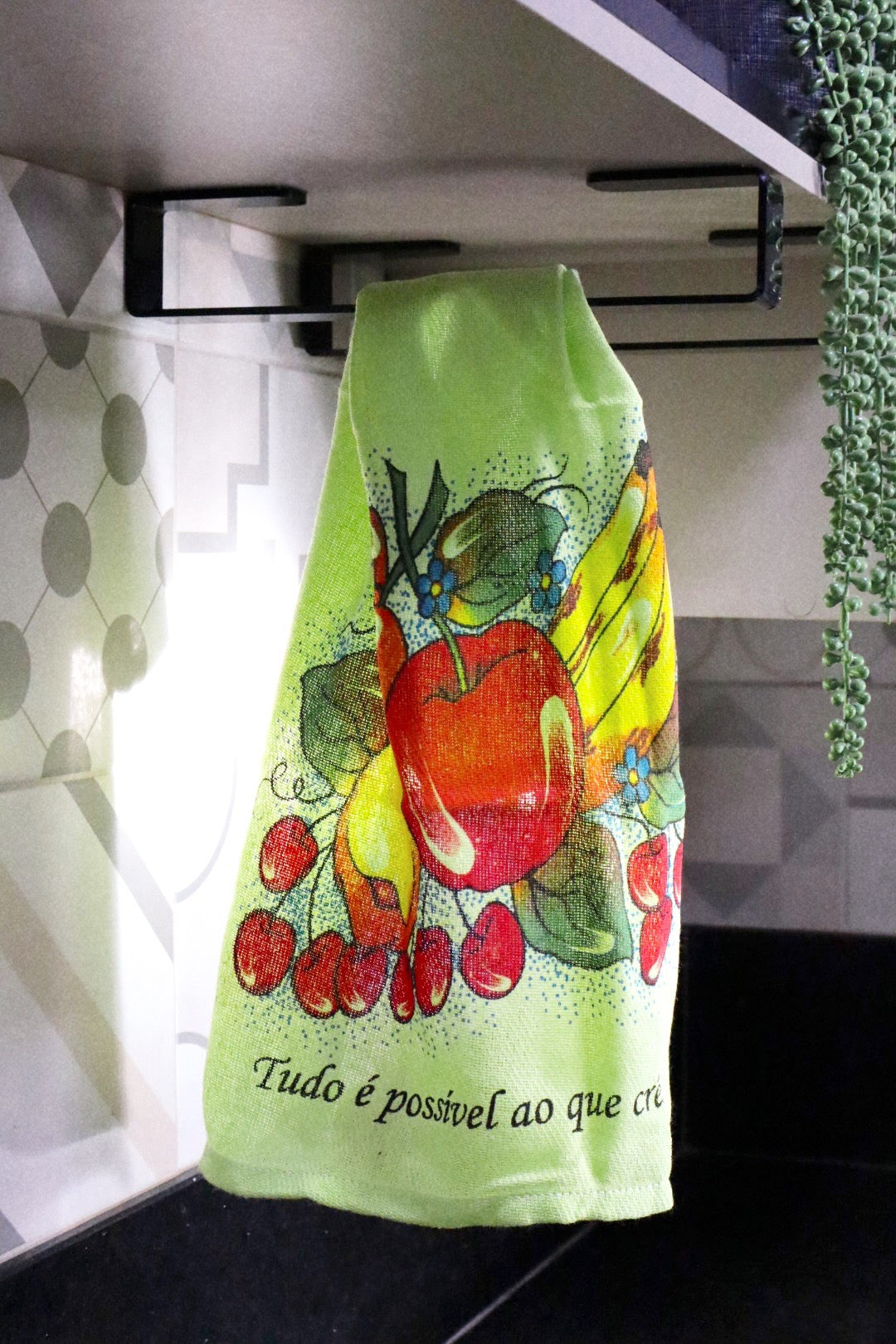 Pano de Prato Simples Verde Frutas