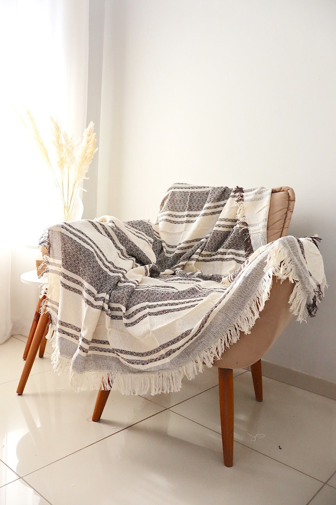 Manta para Sofá Listra Indigo Marrom 1,40x1,70m