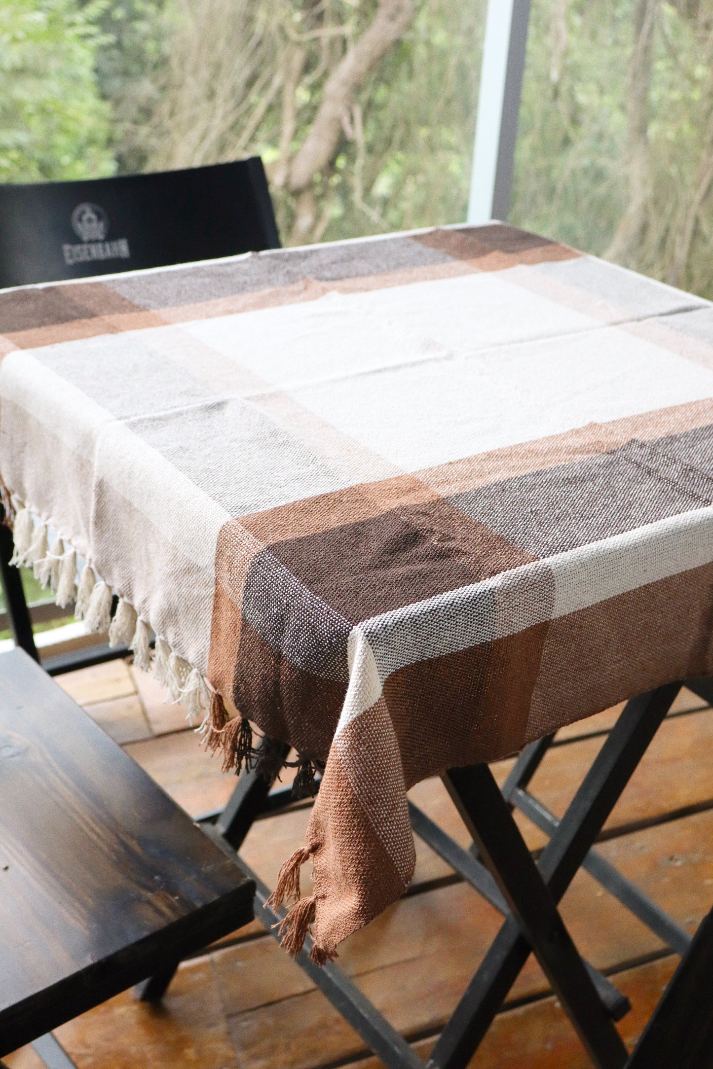 Toalha de Mesa Quadrada Xadrez Caramelo 0,85x0,85m