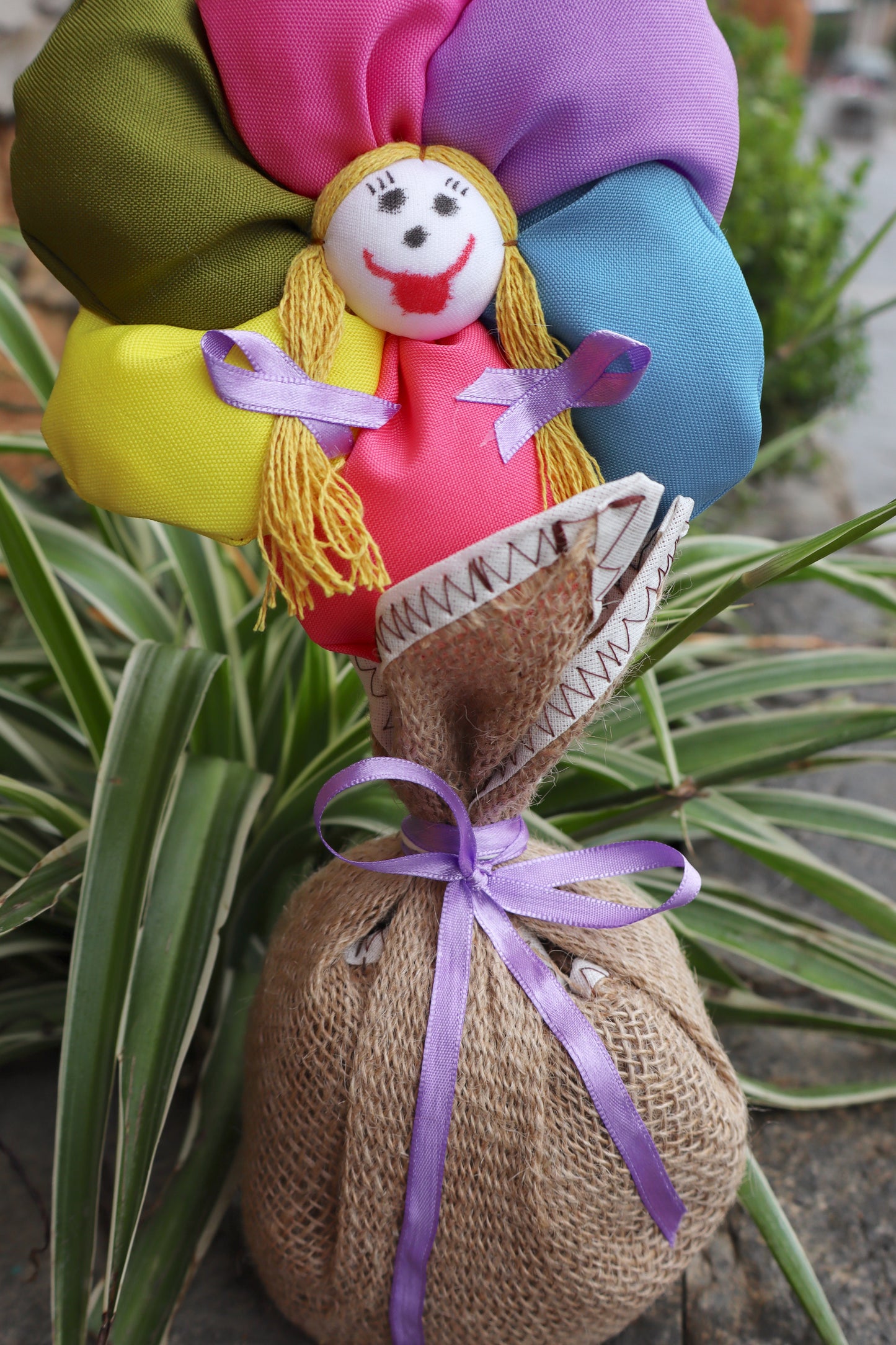 Peso de Porta Flor Juta Colorido