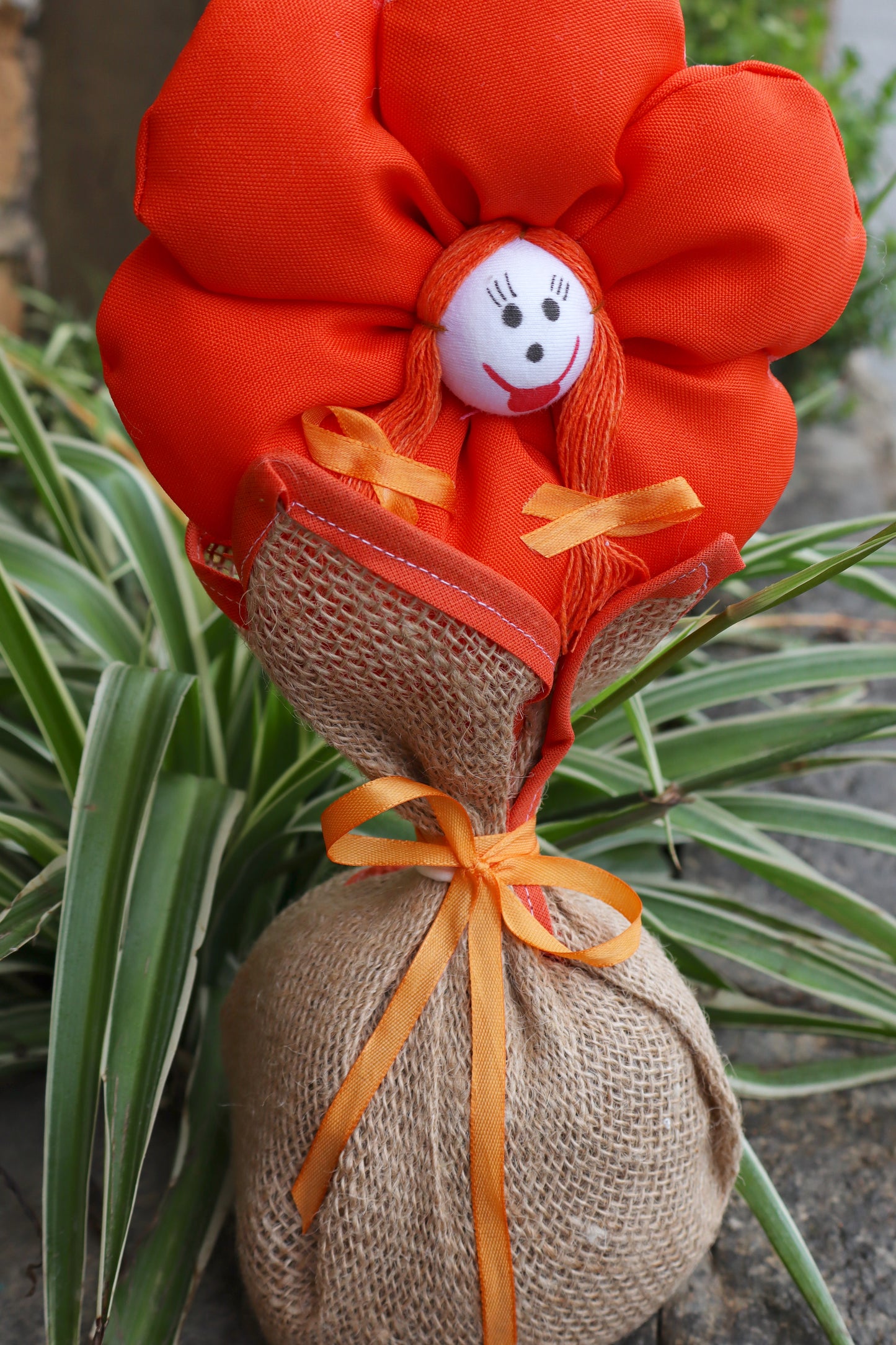 Peso de Porta Flor Juta Laranja