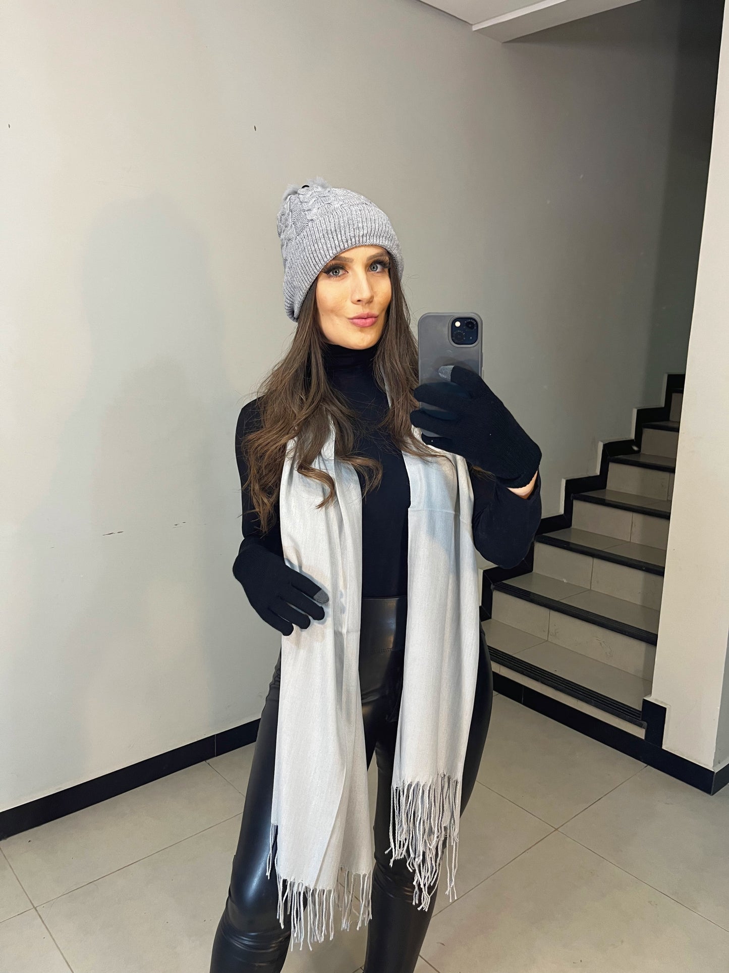 Luva Inverno de Lã Preta Dedinho para Mexer no Celular