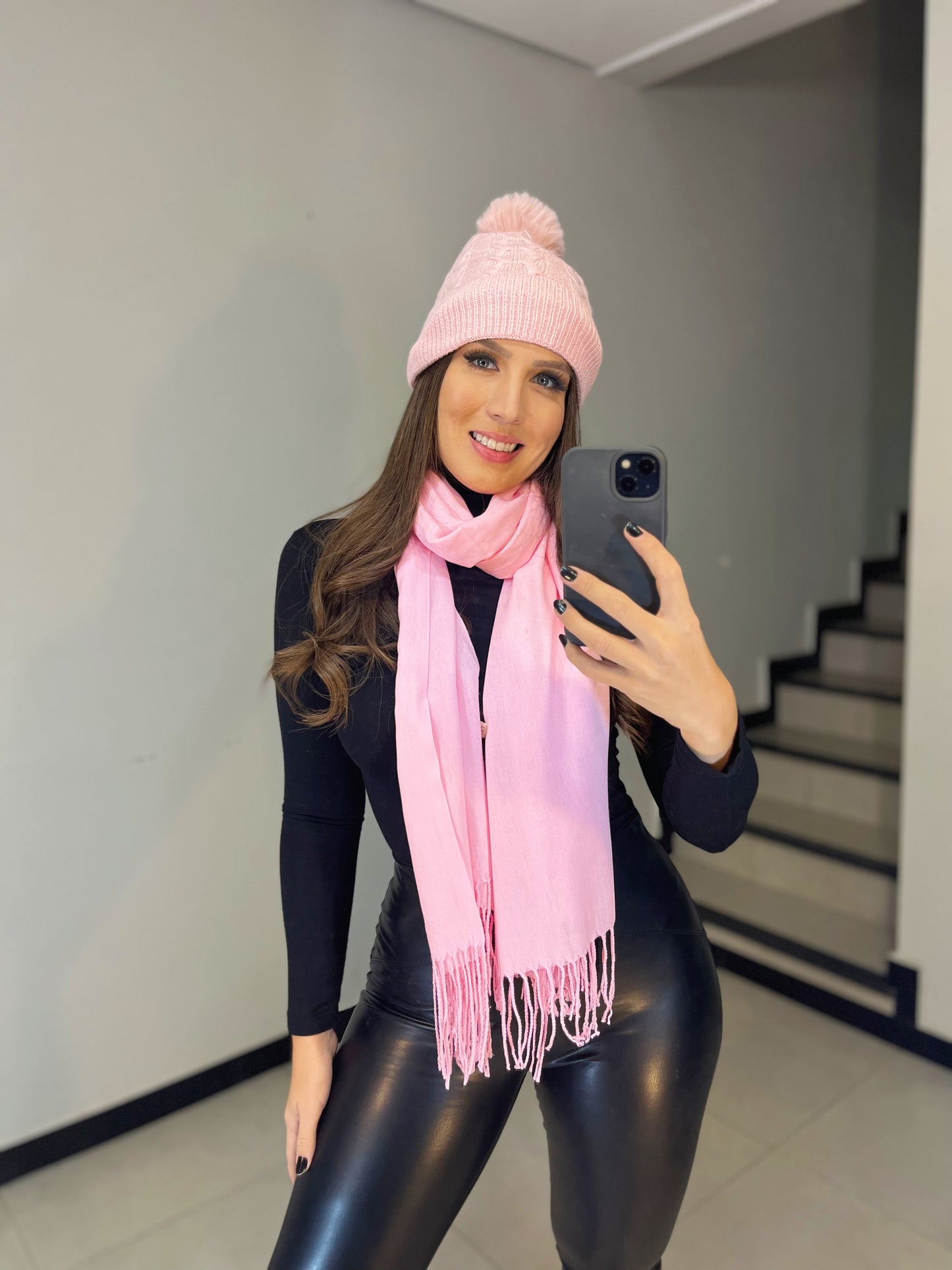 Touca Gorro Inverno Rosa