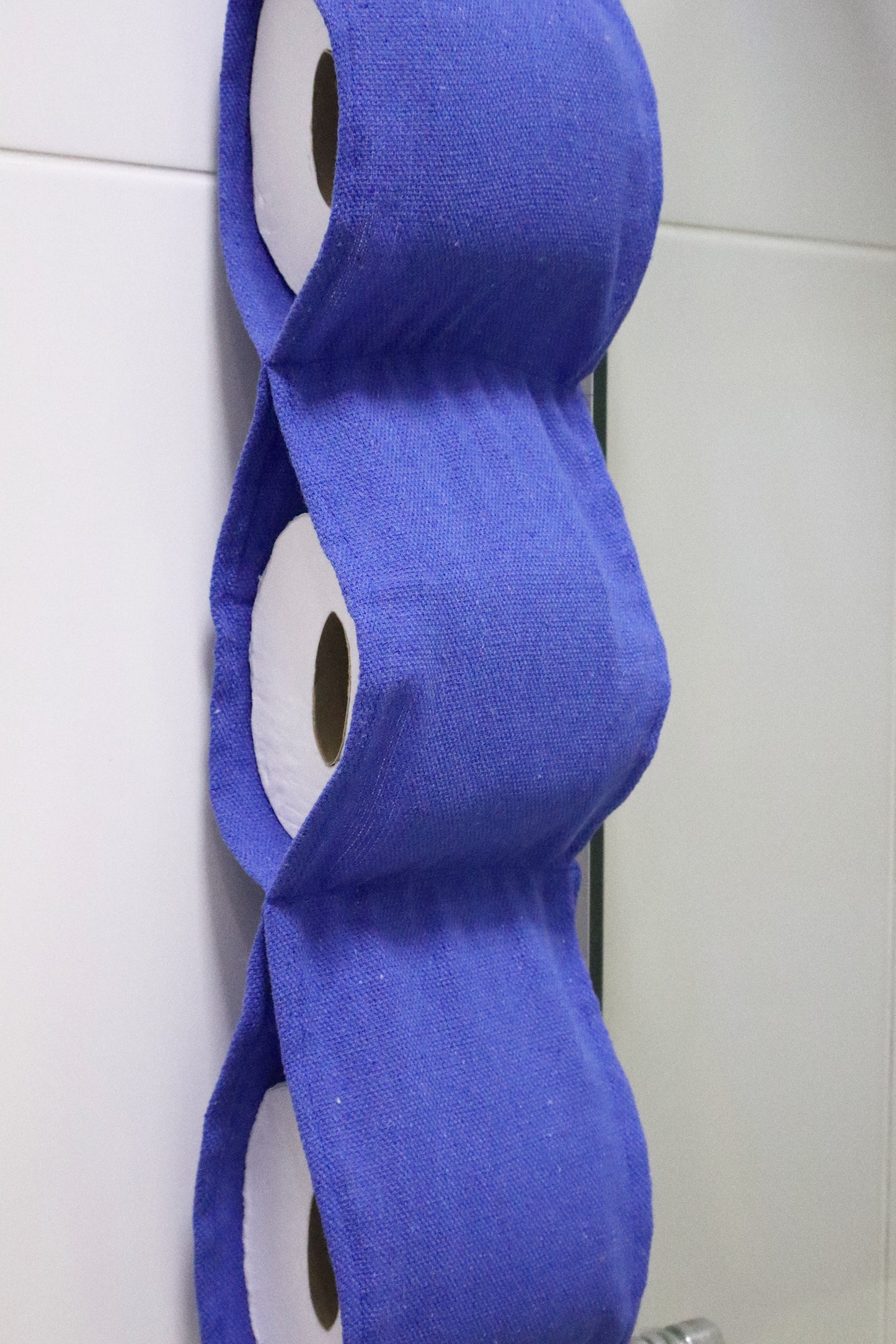 Porta Papel Higiênico 3 Lugares Algodão Azul