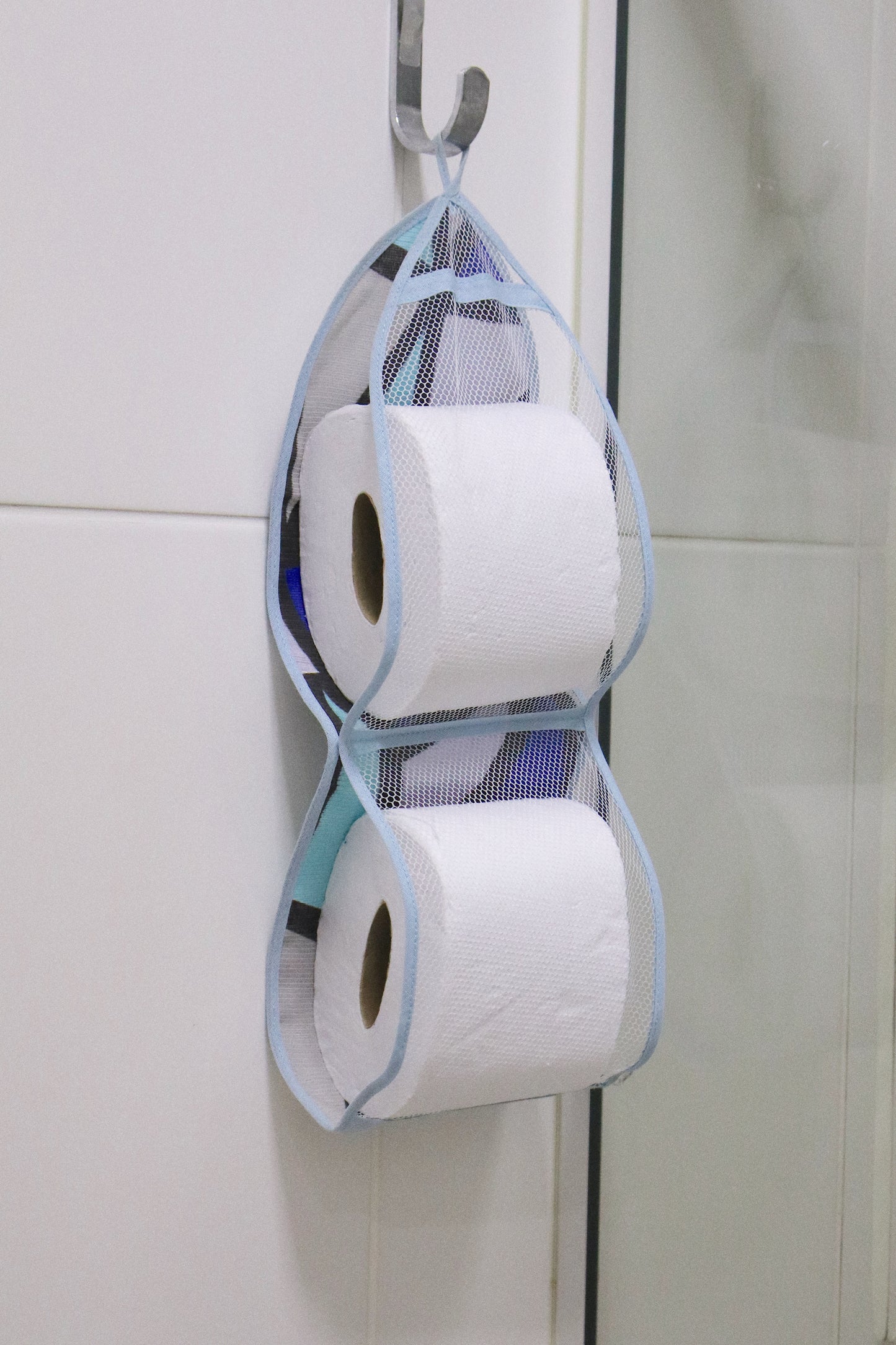 Porta Papel Higiênico 2 Lugares Tule Azul Claro