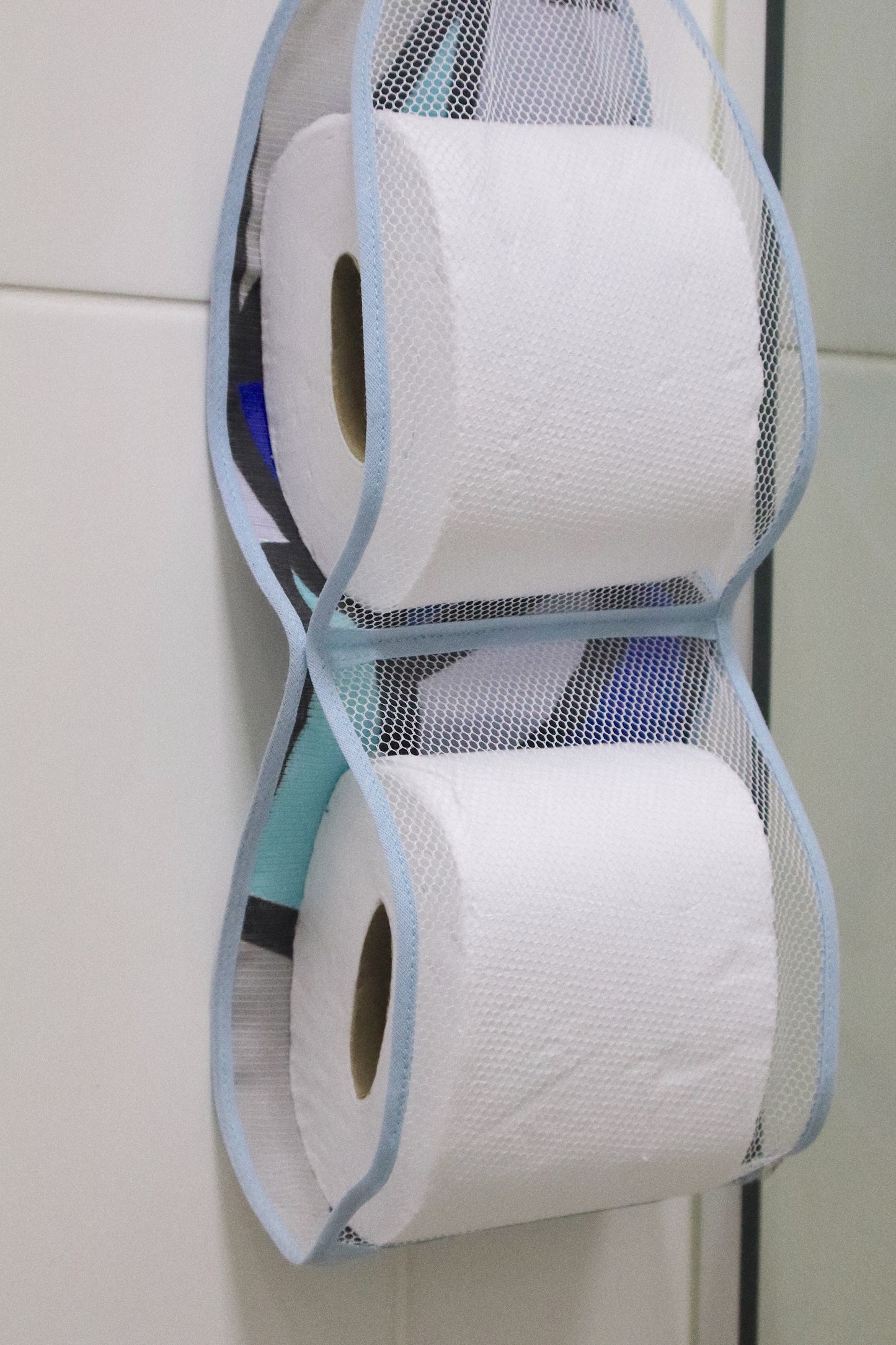 Porta Papel Higiênico 2 Lugares Tule Azul Claro
