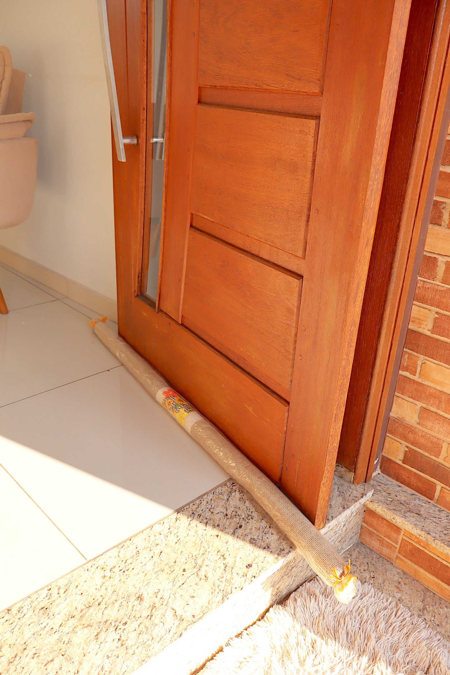 Peso Porta Cobra Juta Laranja e Amarelo 120cm
